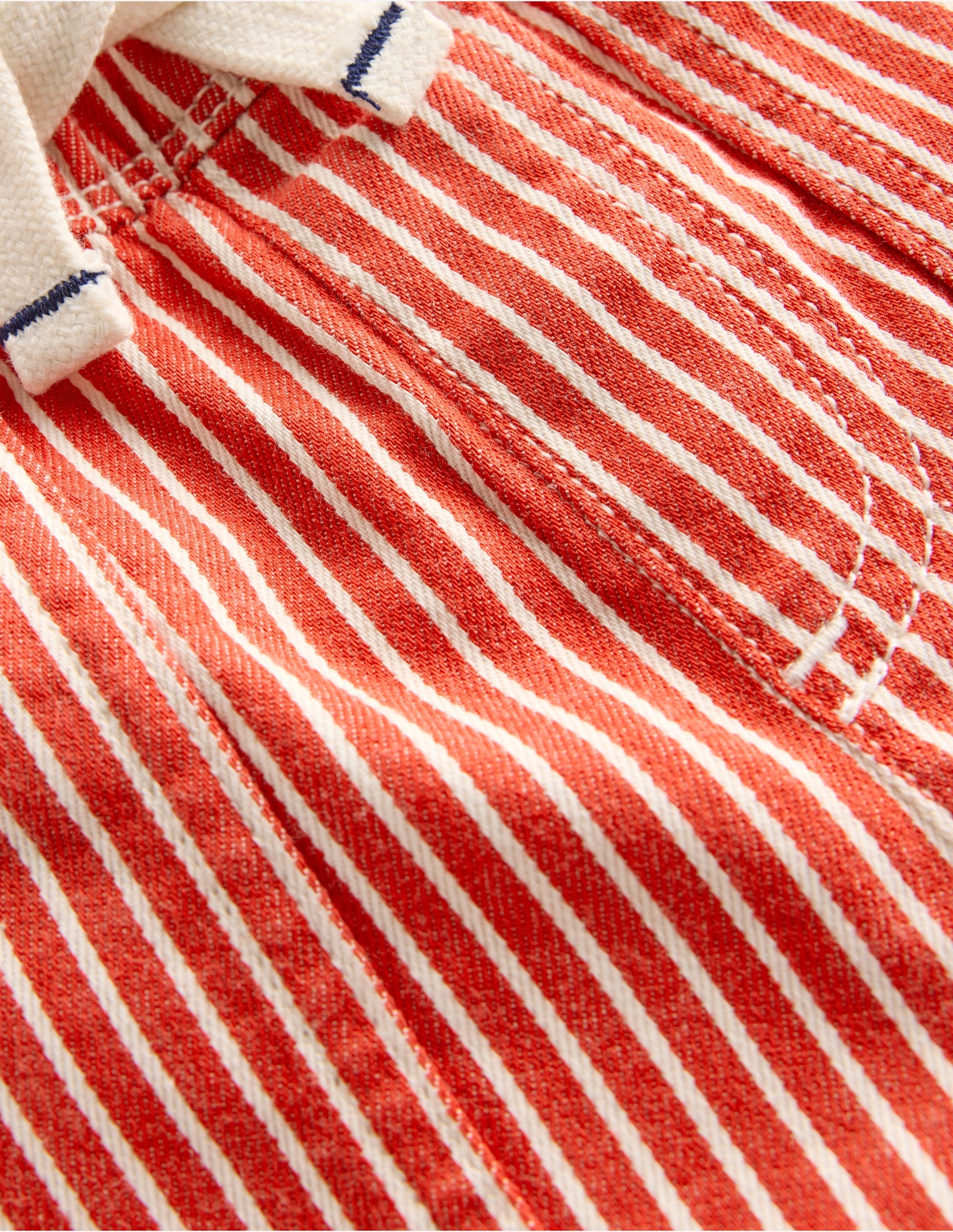 Baumwollshorts zum Hineinschlüpfen-Rot, Feine Streifen-3