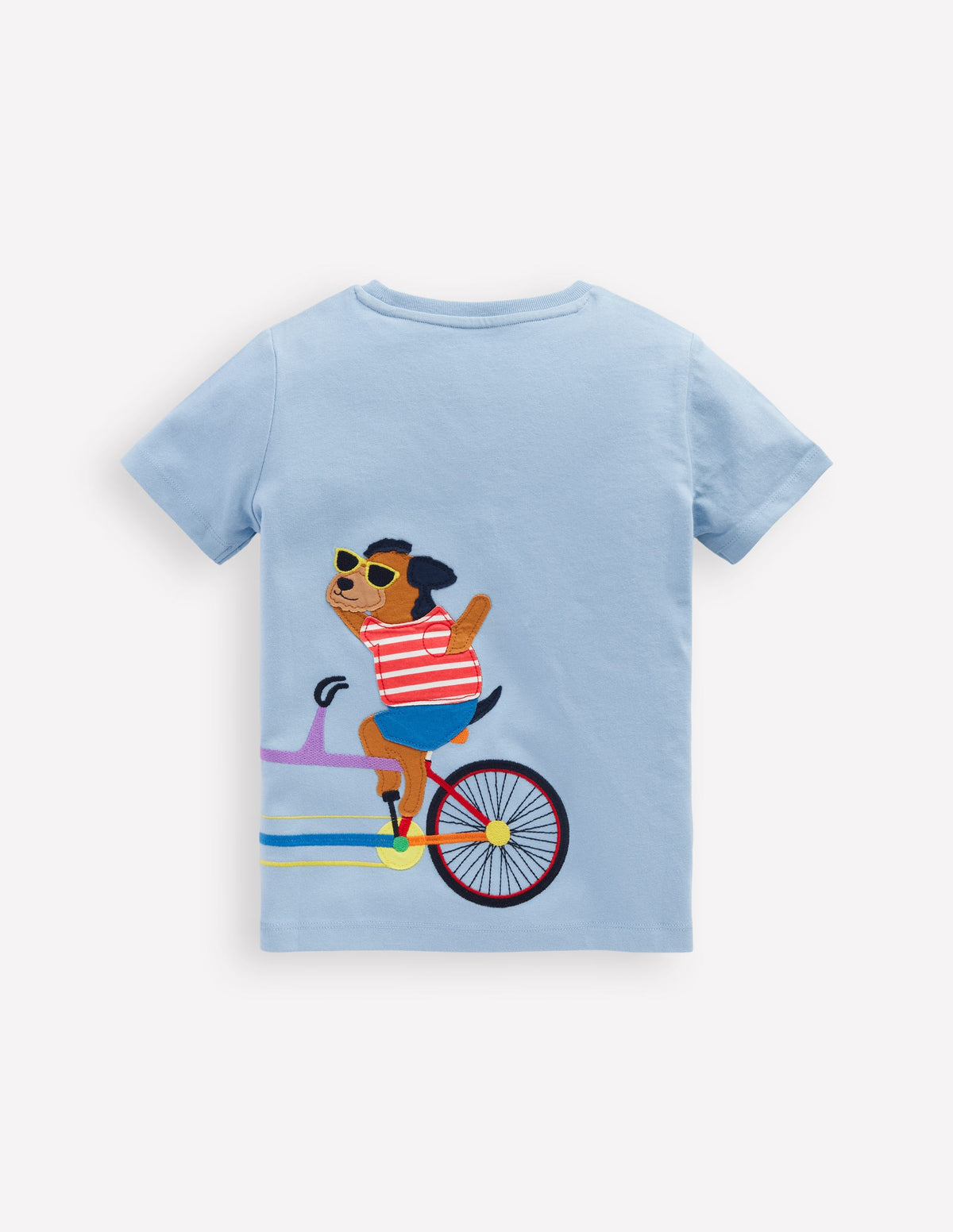 T-shirt graphique fun-Chiens sur un vélo bleu vintage-2