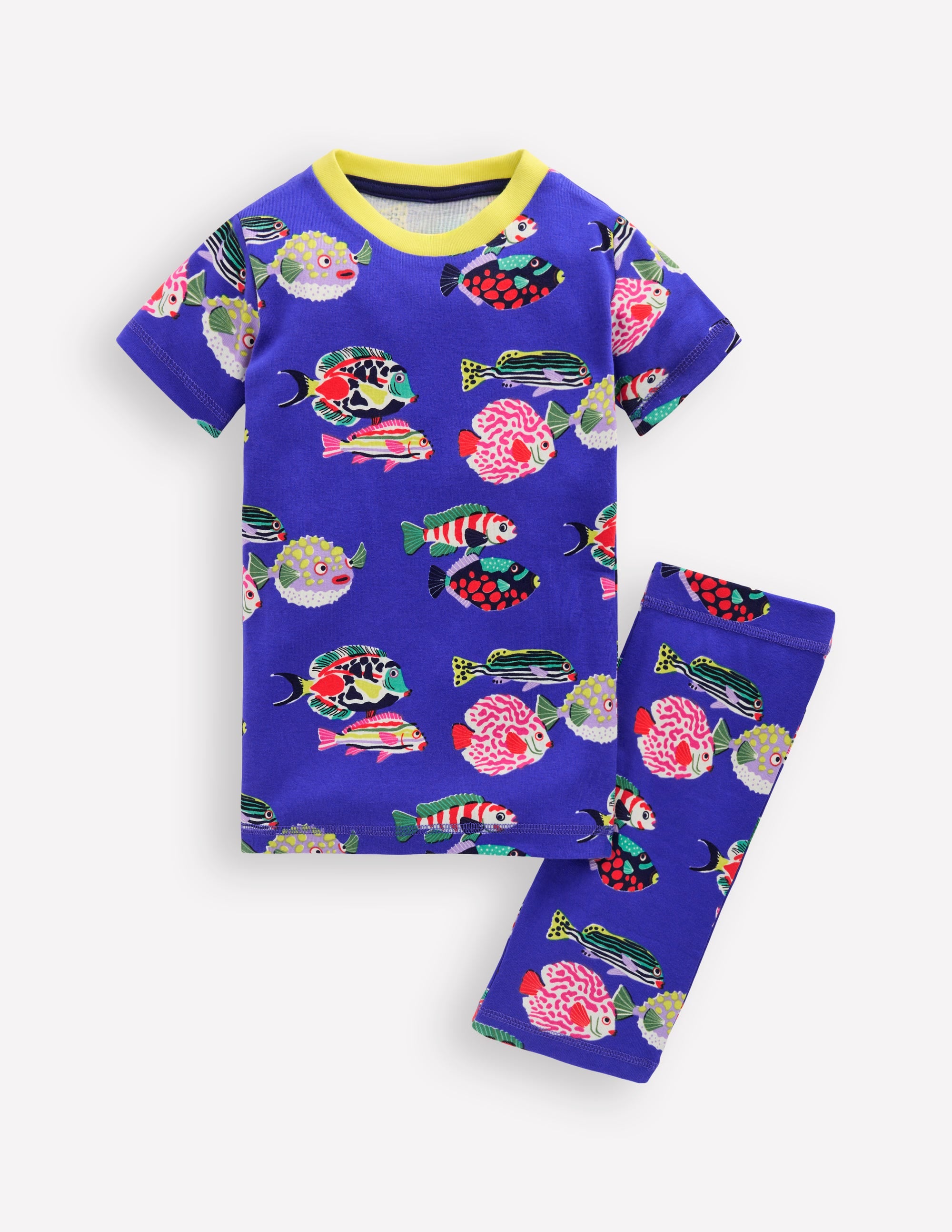 Pyjama court douillet phosphorescent-Poissons bleu héron - Image 3