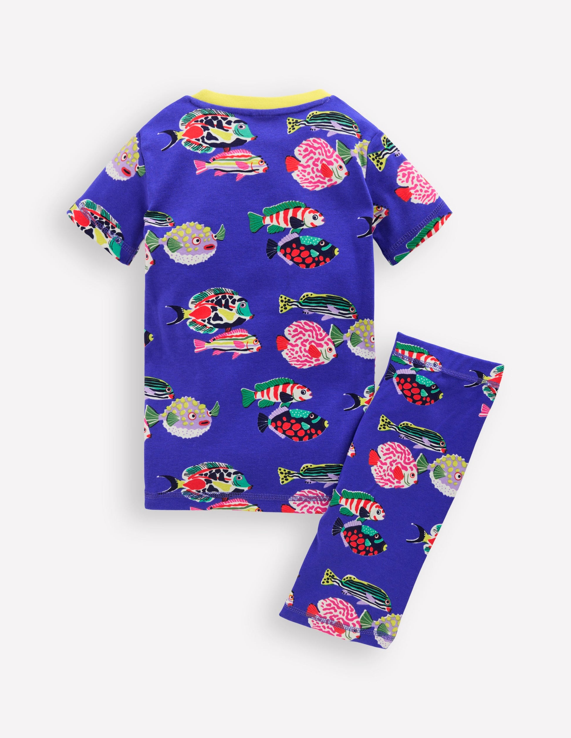 Pyjama court douillet phosphorescent-Poissons bleu héron-4