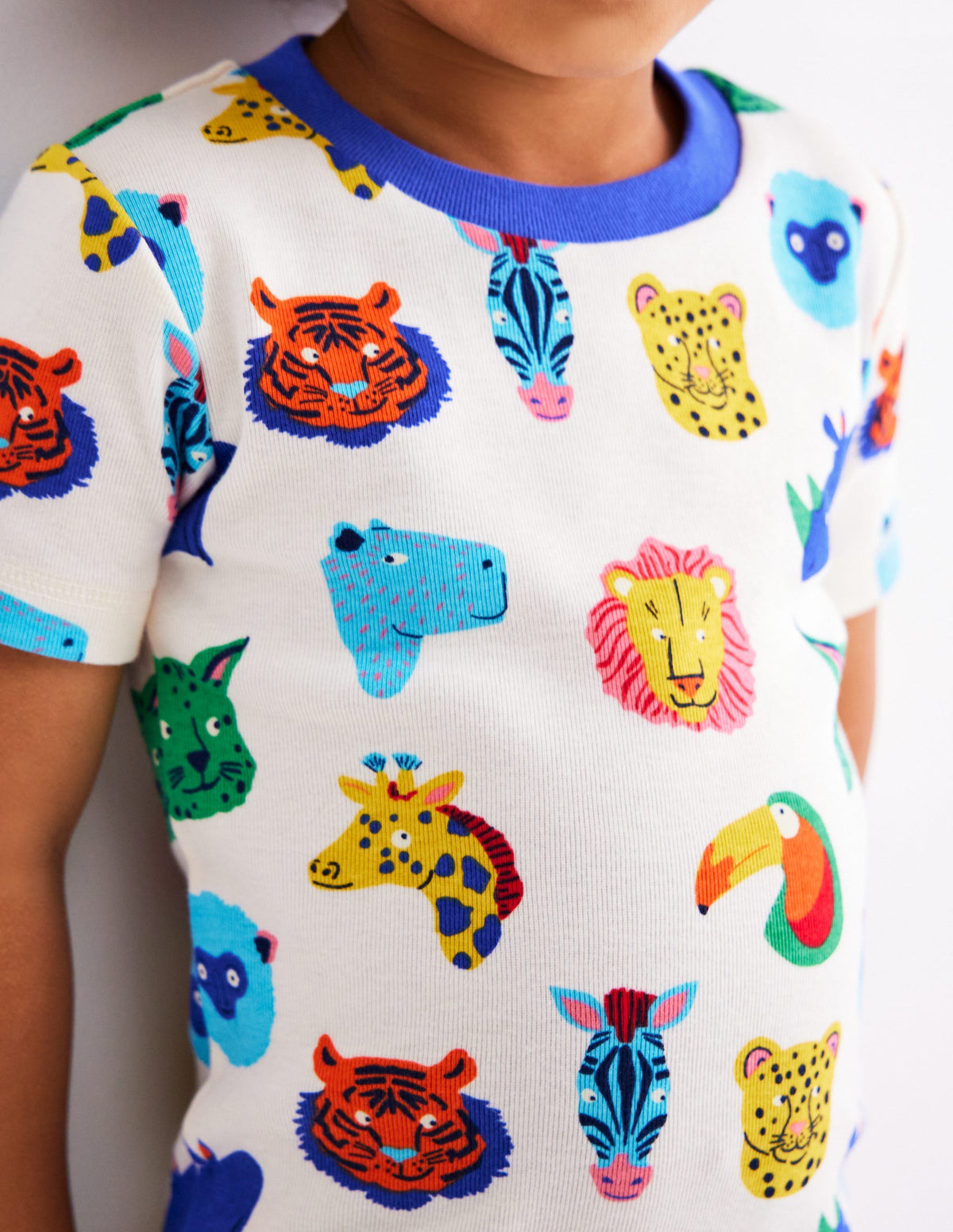 Pyjama court douillet phosphorescent-Visages d'animaux multi-1