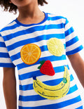 Short Sleeve Bouclé T-shirt-Gallery Blue/ Ivory Fruit Face