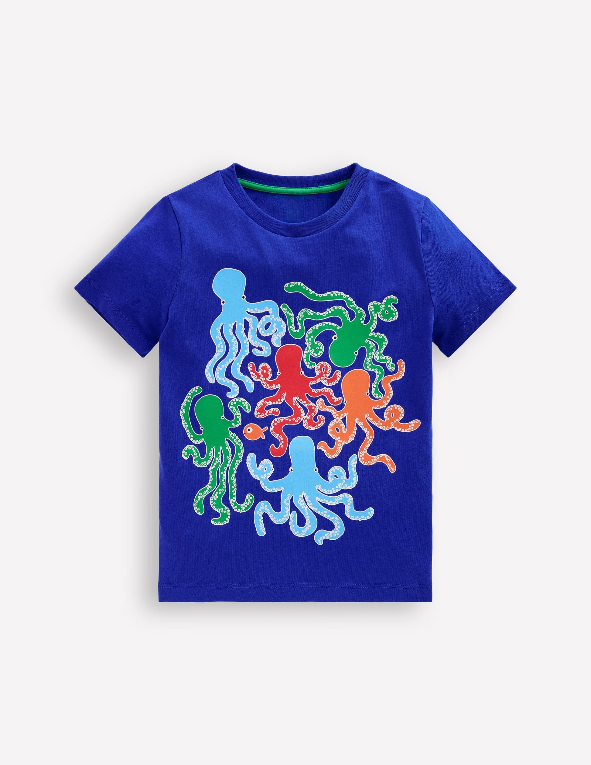 Im Dunkeln leuchtendes T-Shirt-Leuchtendes Blau Tintenfisch-1