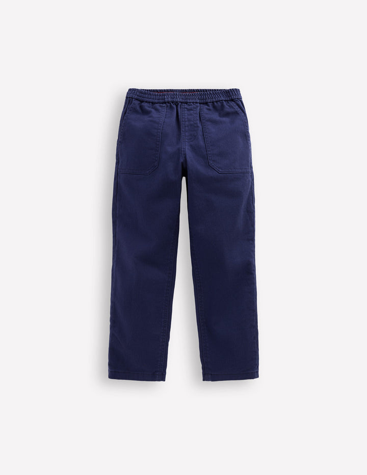 Pantalon à enfiler en coton-Bleu Marine