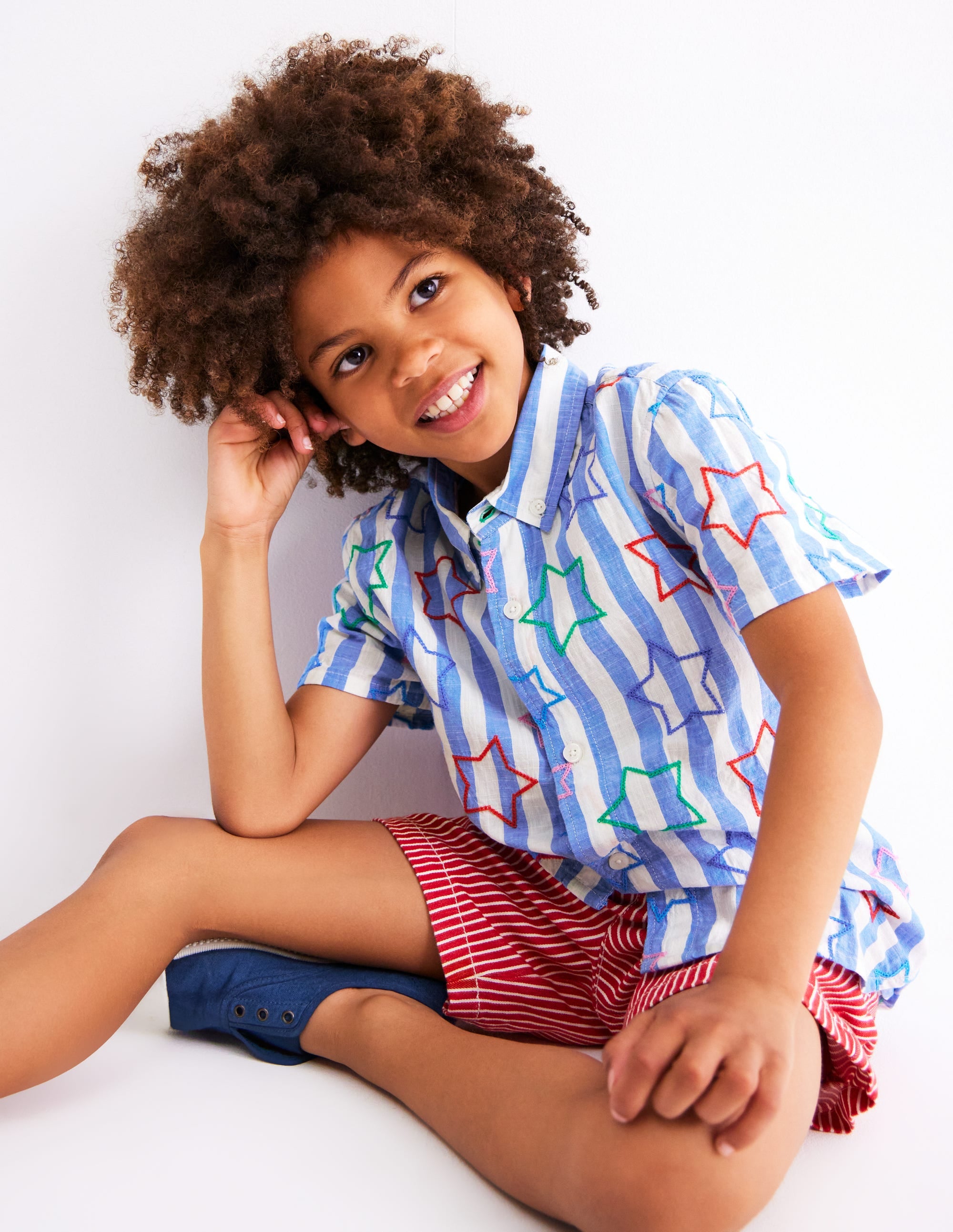 Chemise fun en coton-Rayures étoilées - Image 3