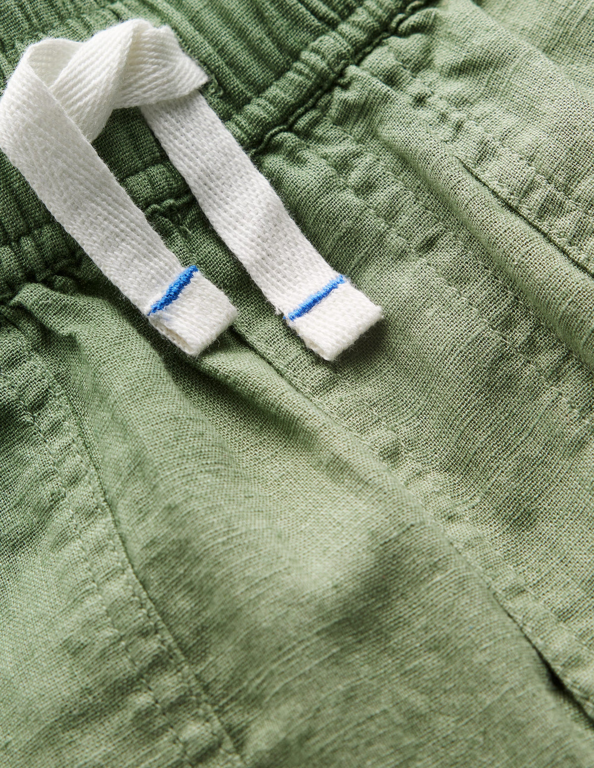Pantalon à enfiler en coton et lin-Vert triton - Image 3