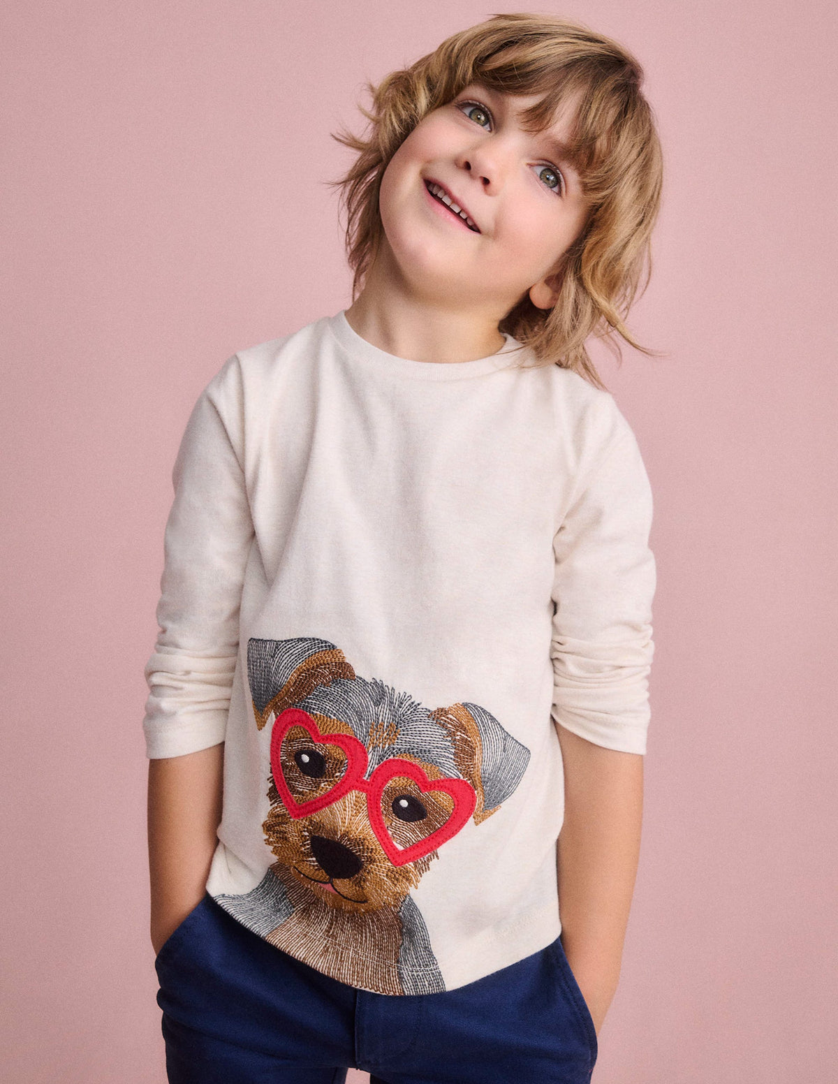 Fun Superstitch Grid T-Shirt-Oatmeal Marl Janet - Image 4