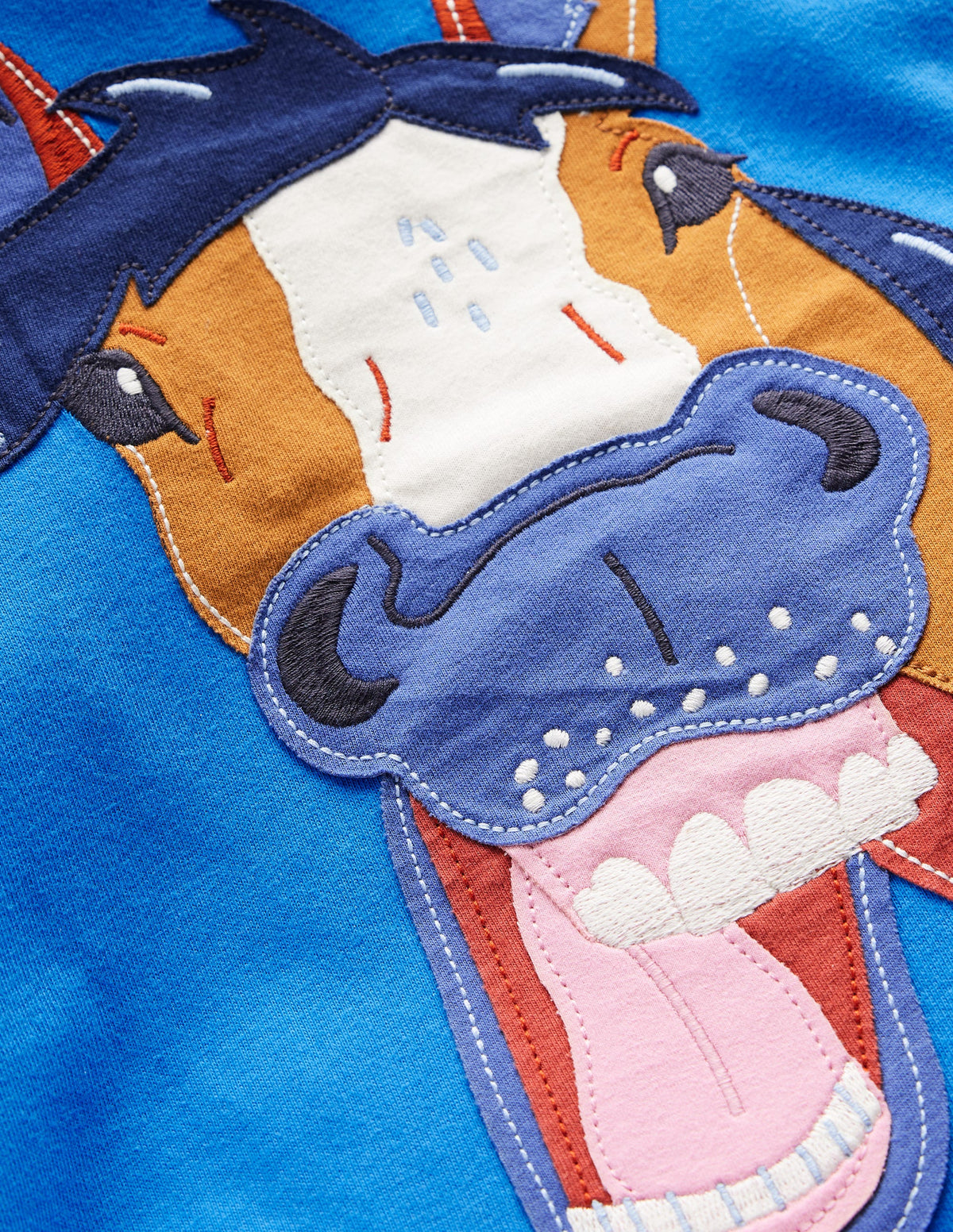 T-shirt fausses manches à appliqué-Cheval bleu martin-pêcheur - Image 3