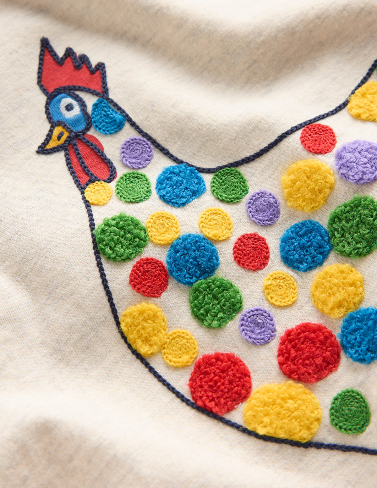 T-Shirt mit Applikation im Lagenlook-Haferbeige Meliert Huhn-3