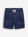 Short en coton à enfiler-Bleu Marine, Petits Pois