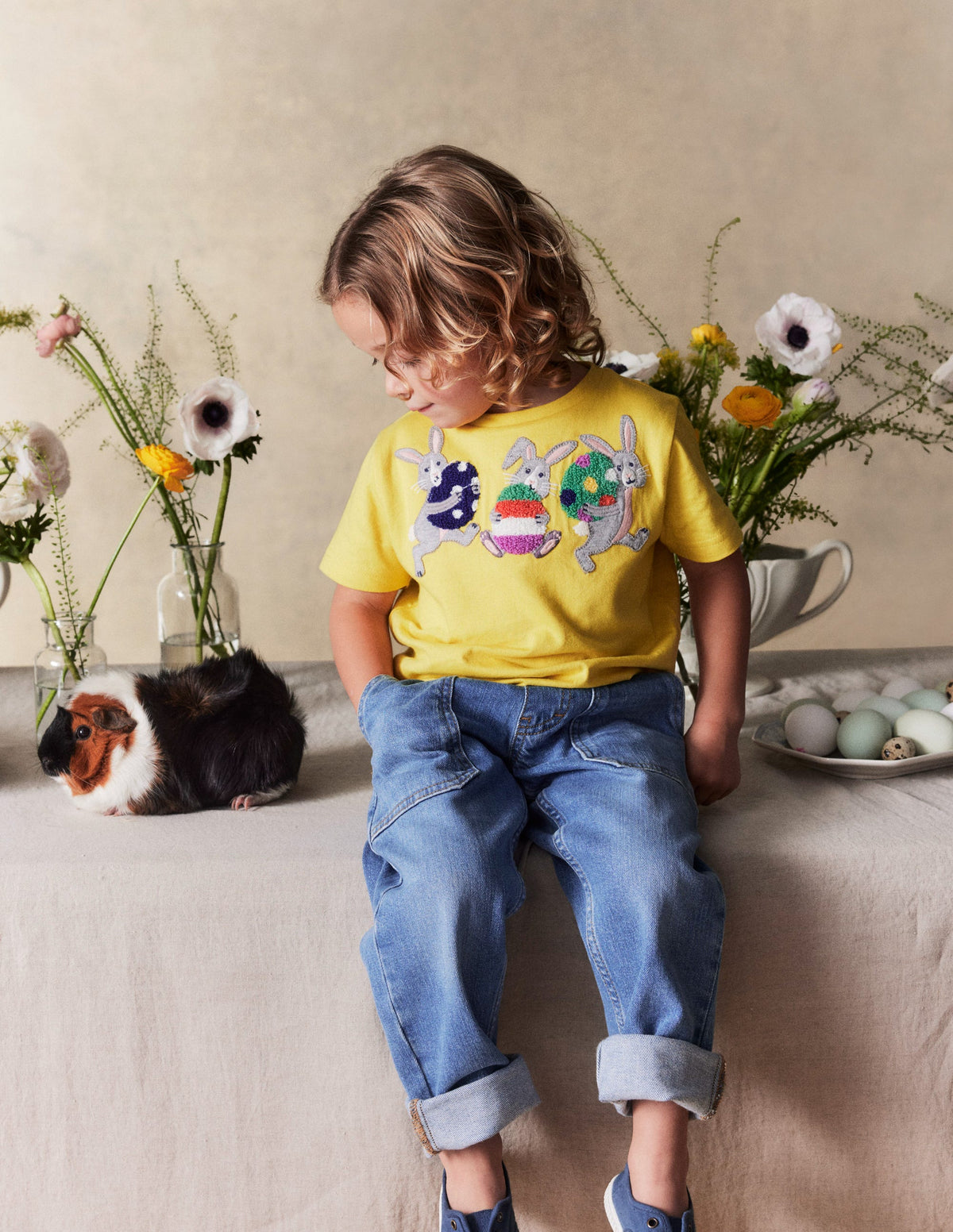 T-Shirt mit Applikation-Zitronengelb Hasen - Image 4