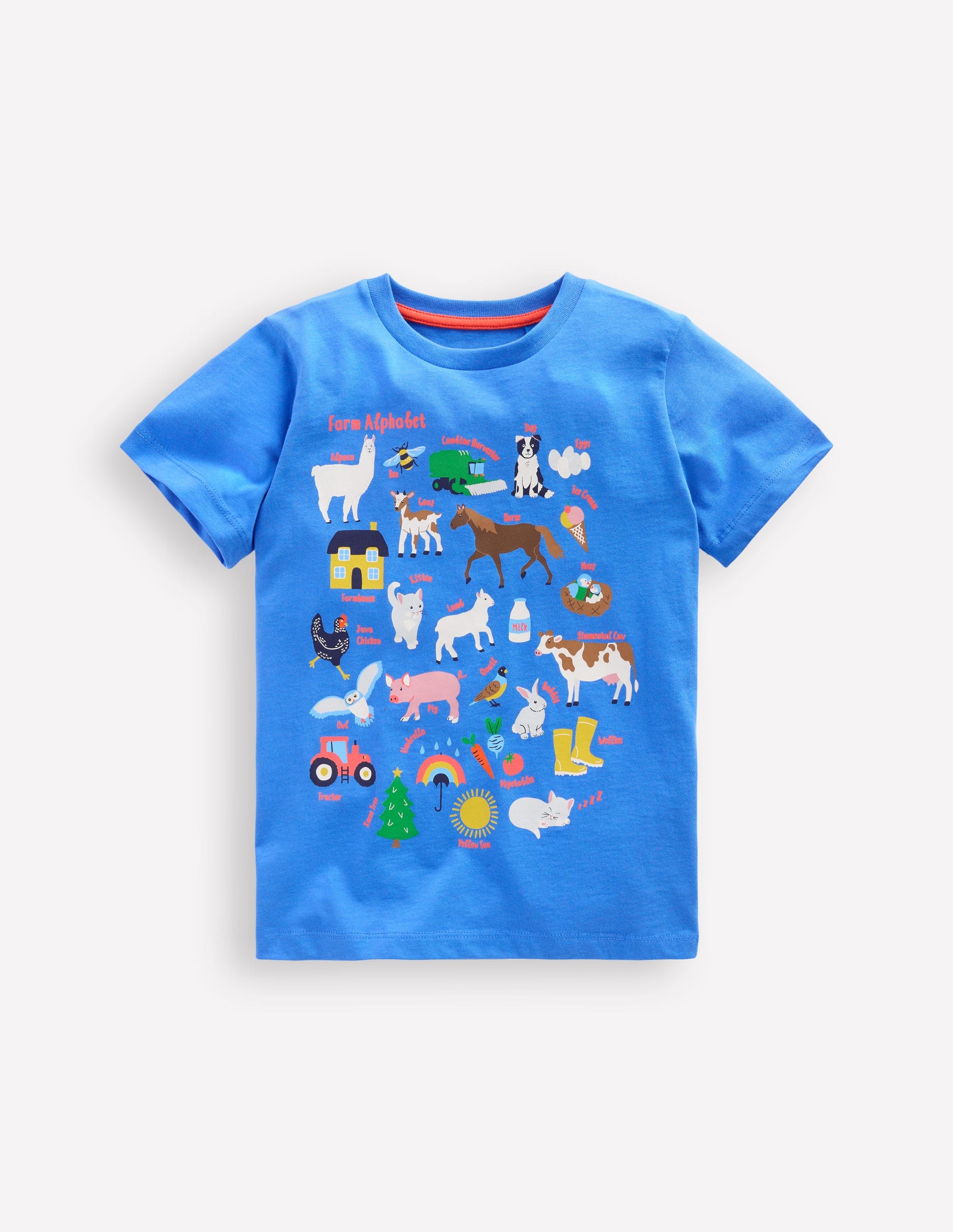 T-Shirt mit Grafik-Pfauenfederblau Bauernhof-1