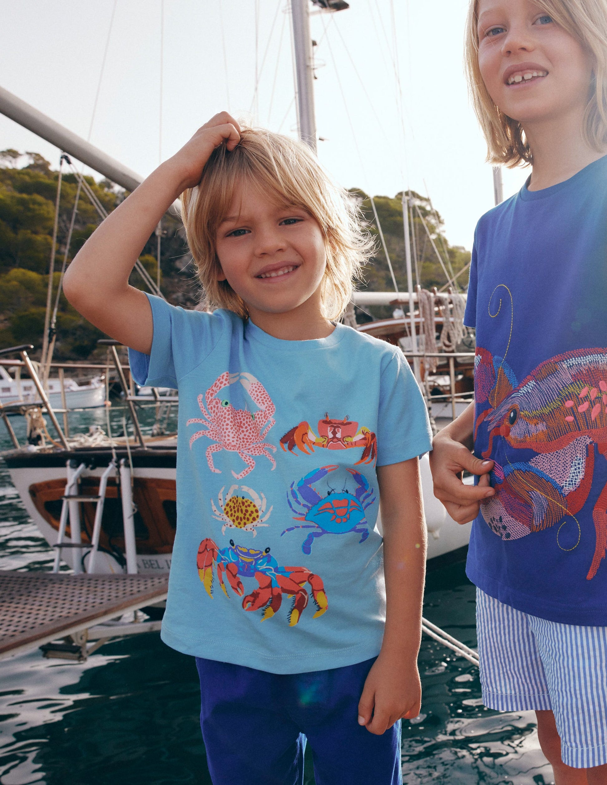 T-Shirt mit Grafik-Vintage-Blau Krebse-4