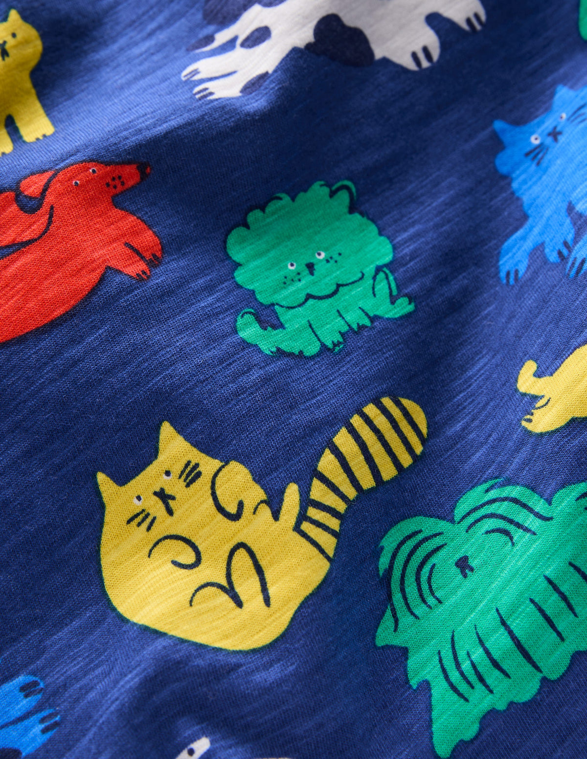 T-Shirt mit durchgehendem Muster-Regenbogen Haustiere - Image 3
