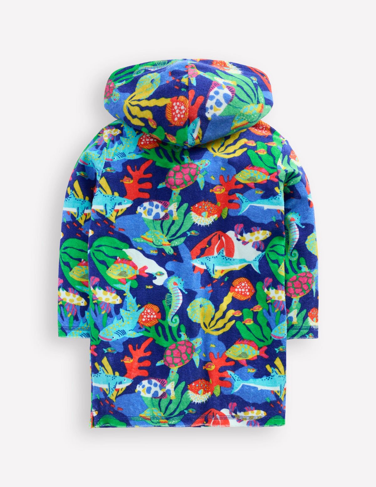Frottee-Badeponcho mit Reißverschluss-Saphirblau Streifen - Image 2