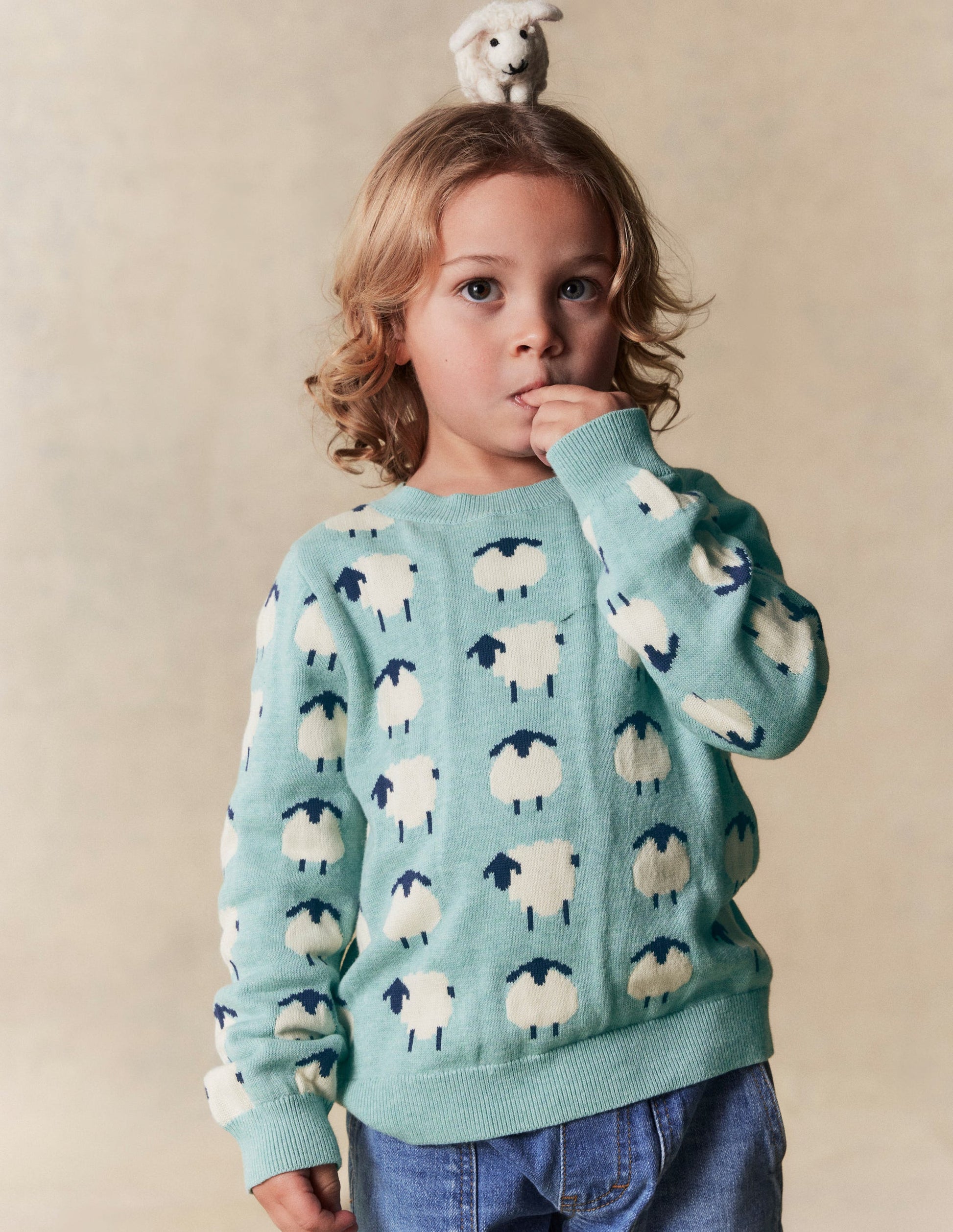 Origineller Pullover-Turmalinblau Schaf-4