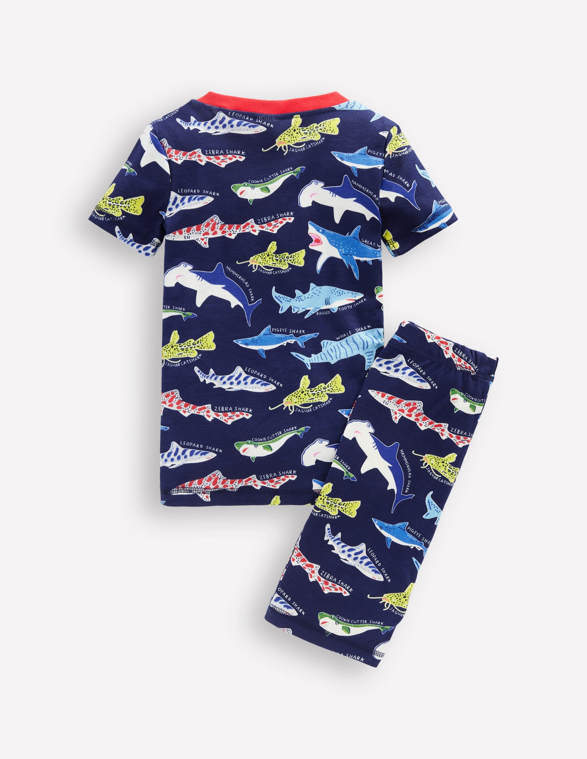 Pyjama court douillet phosphorescent-Requins bleu marine universitaire - Image 2