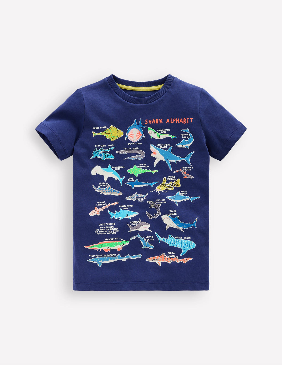 T-shirt phosphorescent-Requins bleu marine universitaire - Image 1