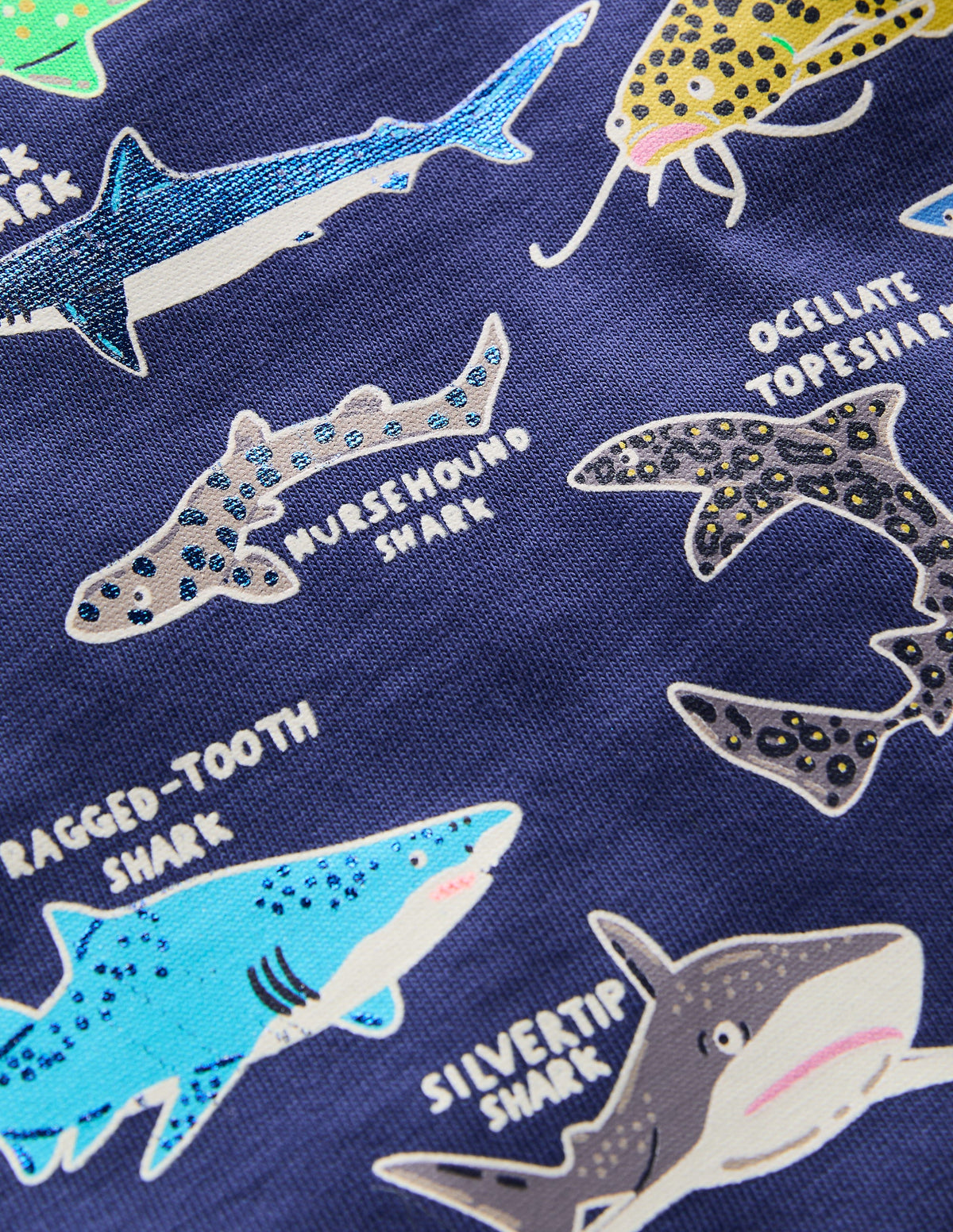 T-shirt phosphorescent-Requins bleu marine universitaire-3