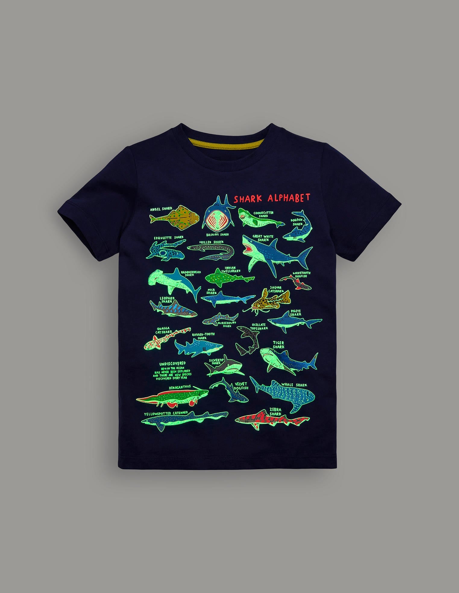 T-shirt phosphorescent-Requins bleu marine universitaire-4