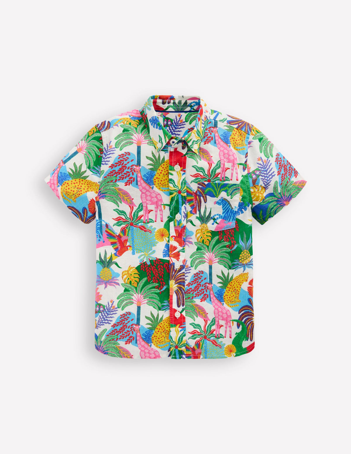 Cotton Linen Shirt-Ivory Multi Jungle - Image 1