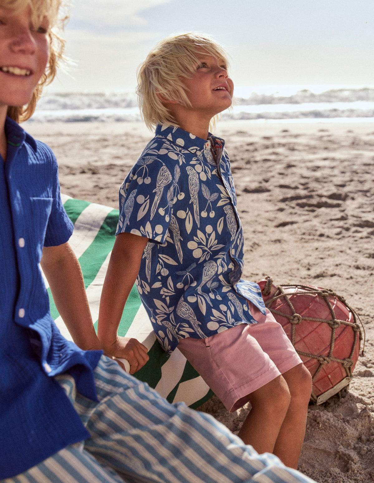 Cotton Linen Shirt-Blue Parrot Palm - Image 8