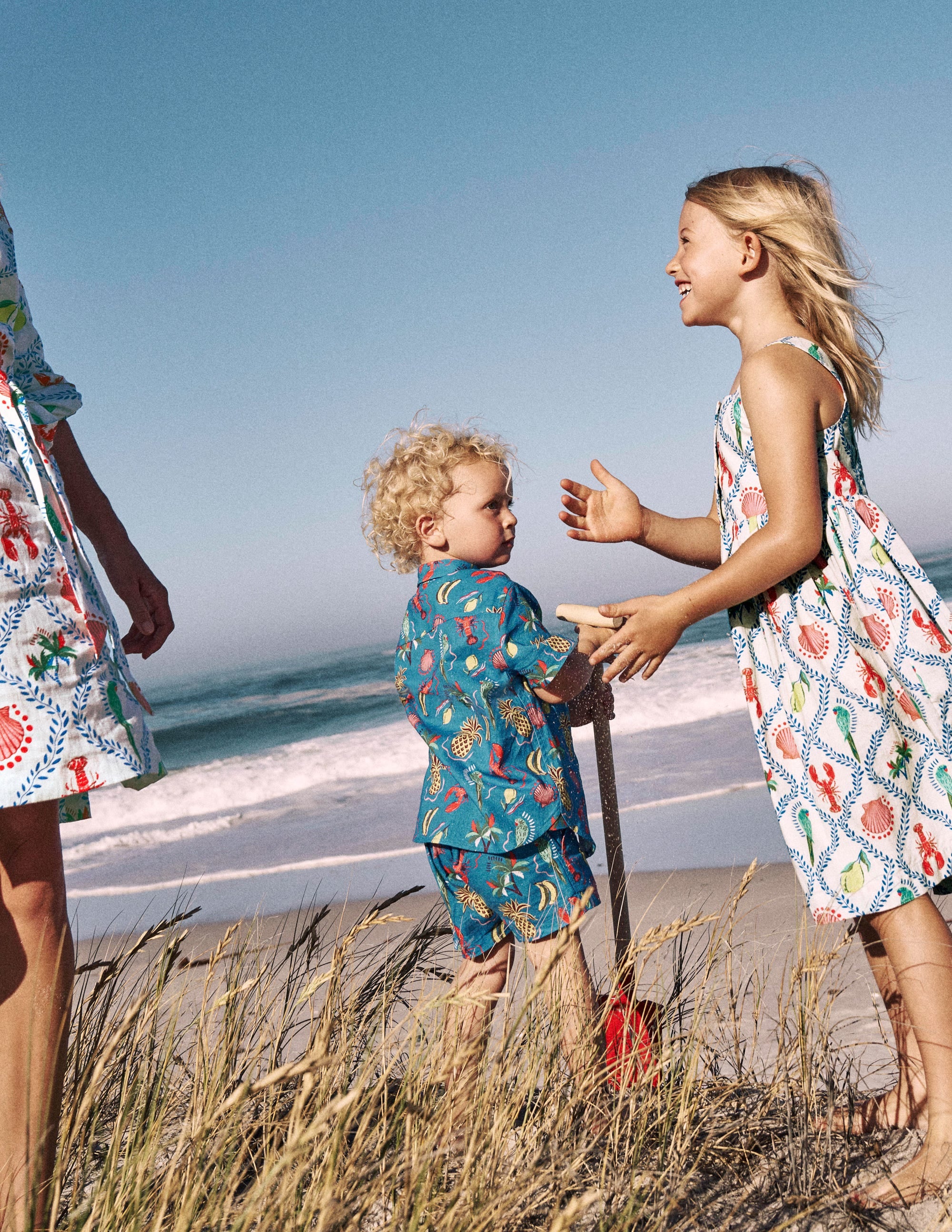 Chemise en coton et lin-Imprimé tropical bleu vif - Image 4