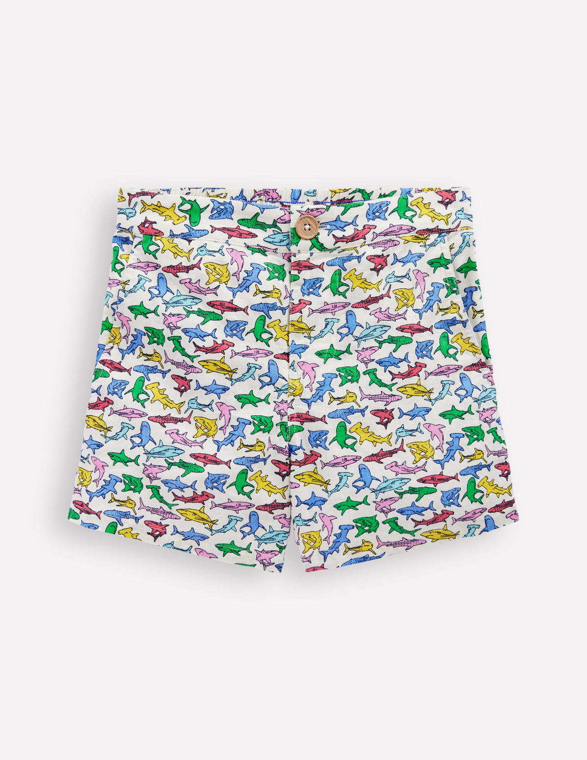 Shorts aus Baumwollleinen-Bunt Winzige Haie - Image 1