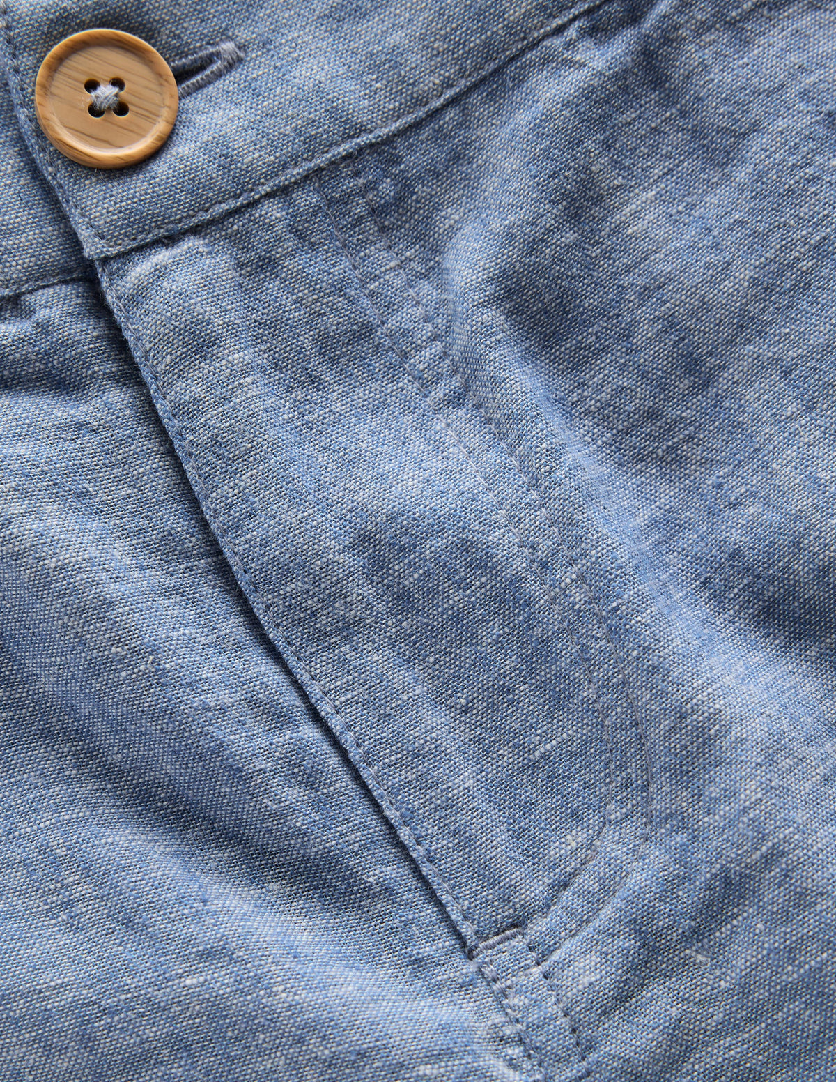 Short en coton et lin-Bleu chambray-3