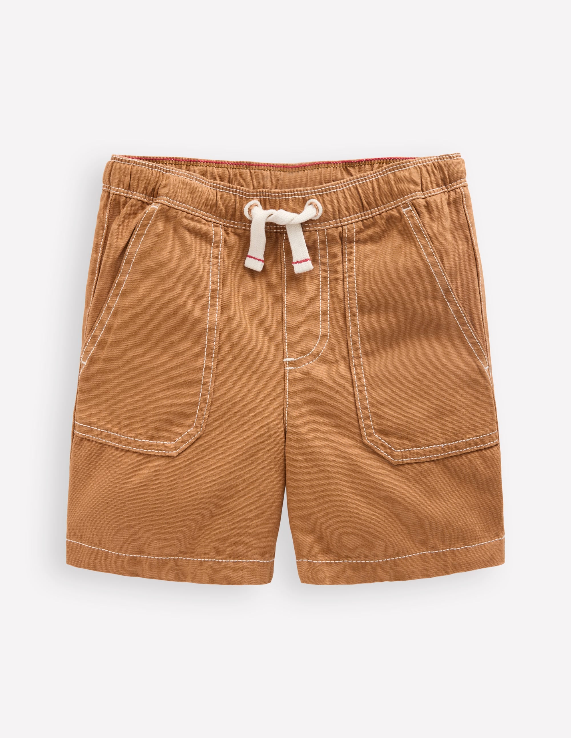 Short en coton à enfiler-Brun caramel - Image 1