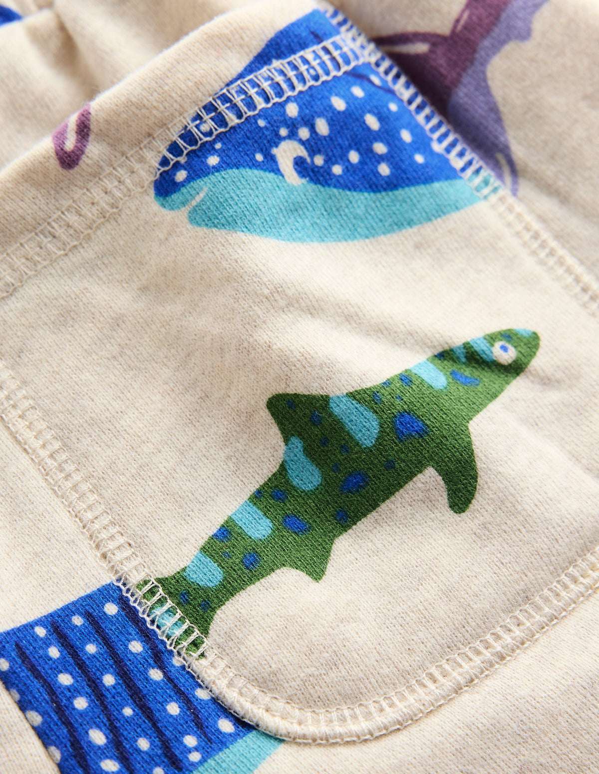 Short imprimé-Requin imprimé riso avoine chiné - Image 3