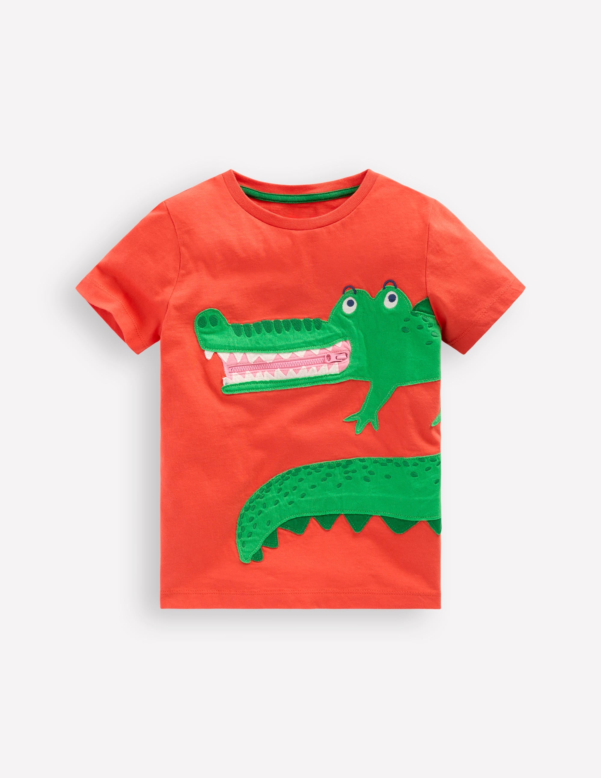 T-shirt zippé à appliqué-Crocodile orange four de potier - Image 1