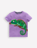 T-shirt zippé à appliqué-Caméléon violet aster
