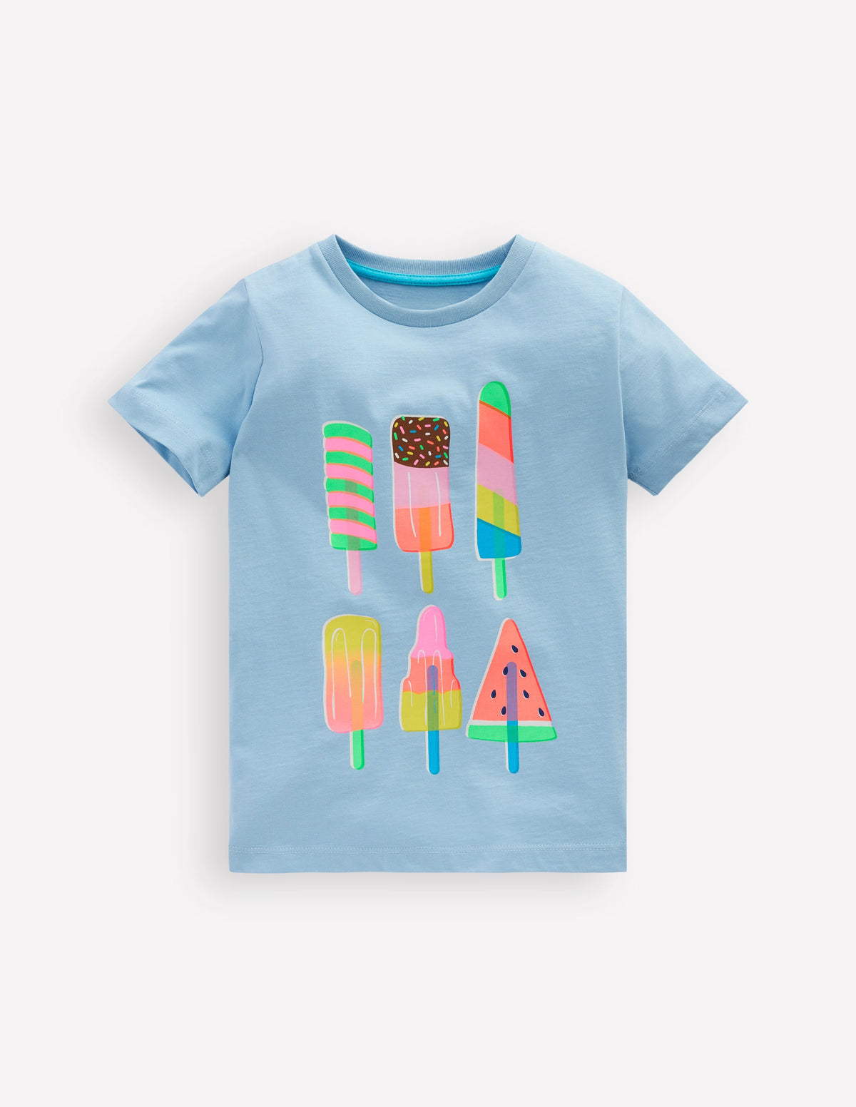 T-shirt manches courtes à imprimé riso-Glaces bleu glacier - Image 1