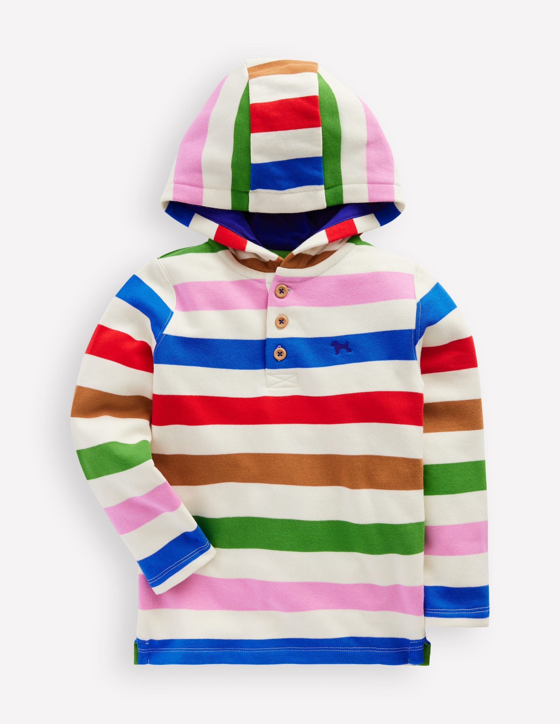 Button-Down-Kapuzenpullover-Galerie-Blau Bunt Streifen-1