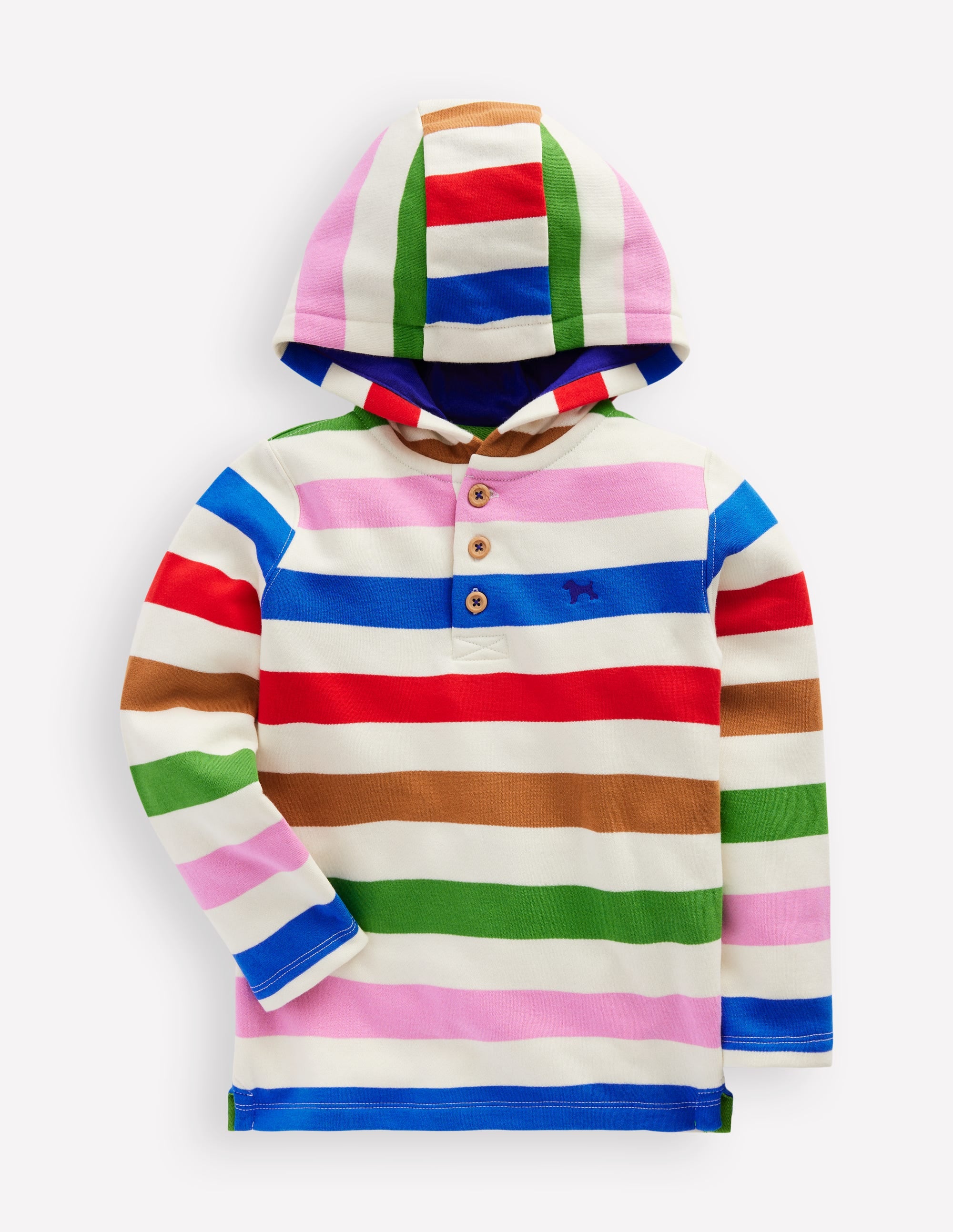 Button-Down-Kapuzenpullover-Galerie-Blau Bunt Streifen - Image 1
