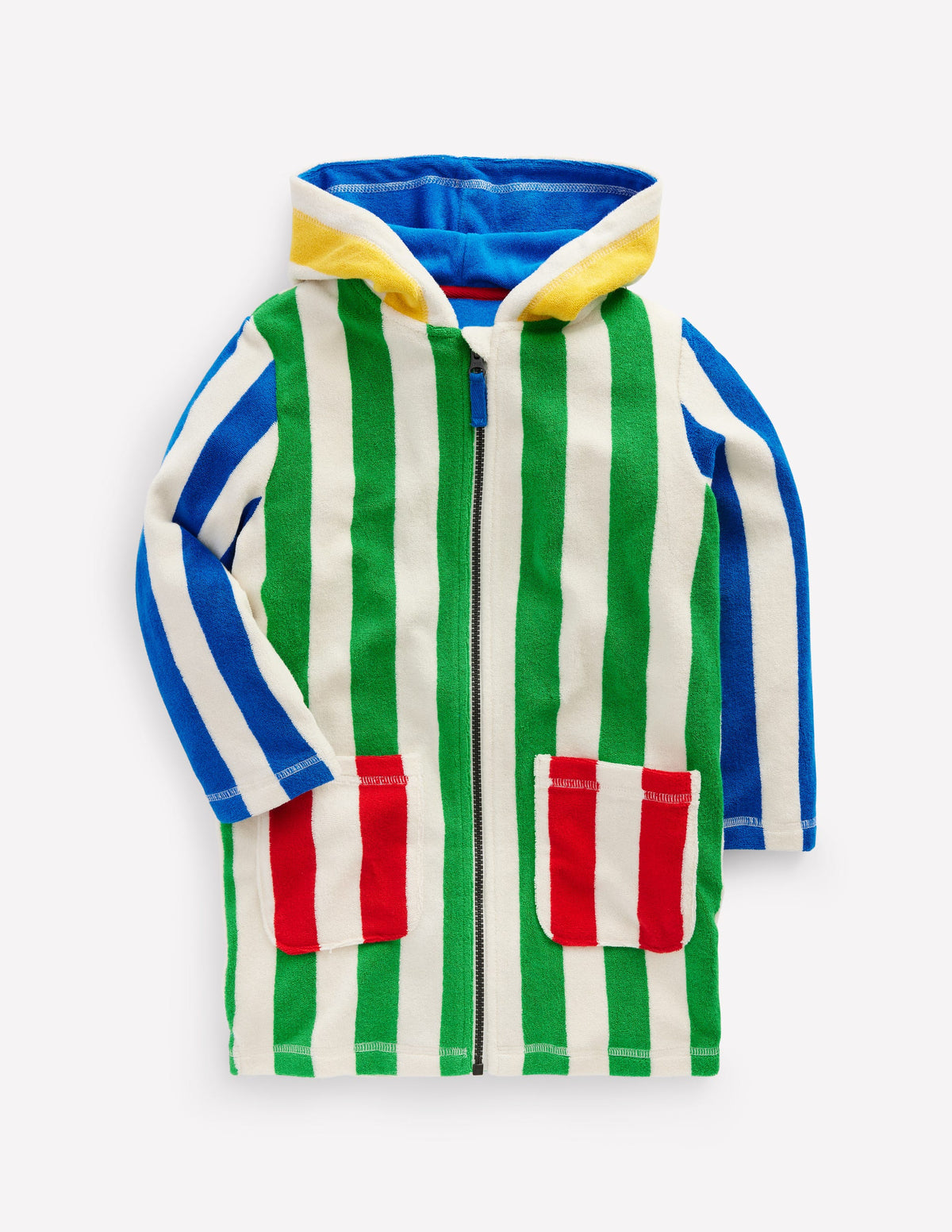 Frottee-Badeponcho mit Reißverschluss-Highland-Grün Blockfarben-1