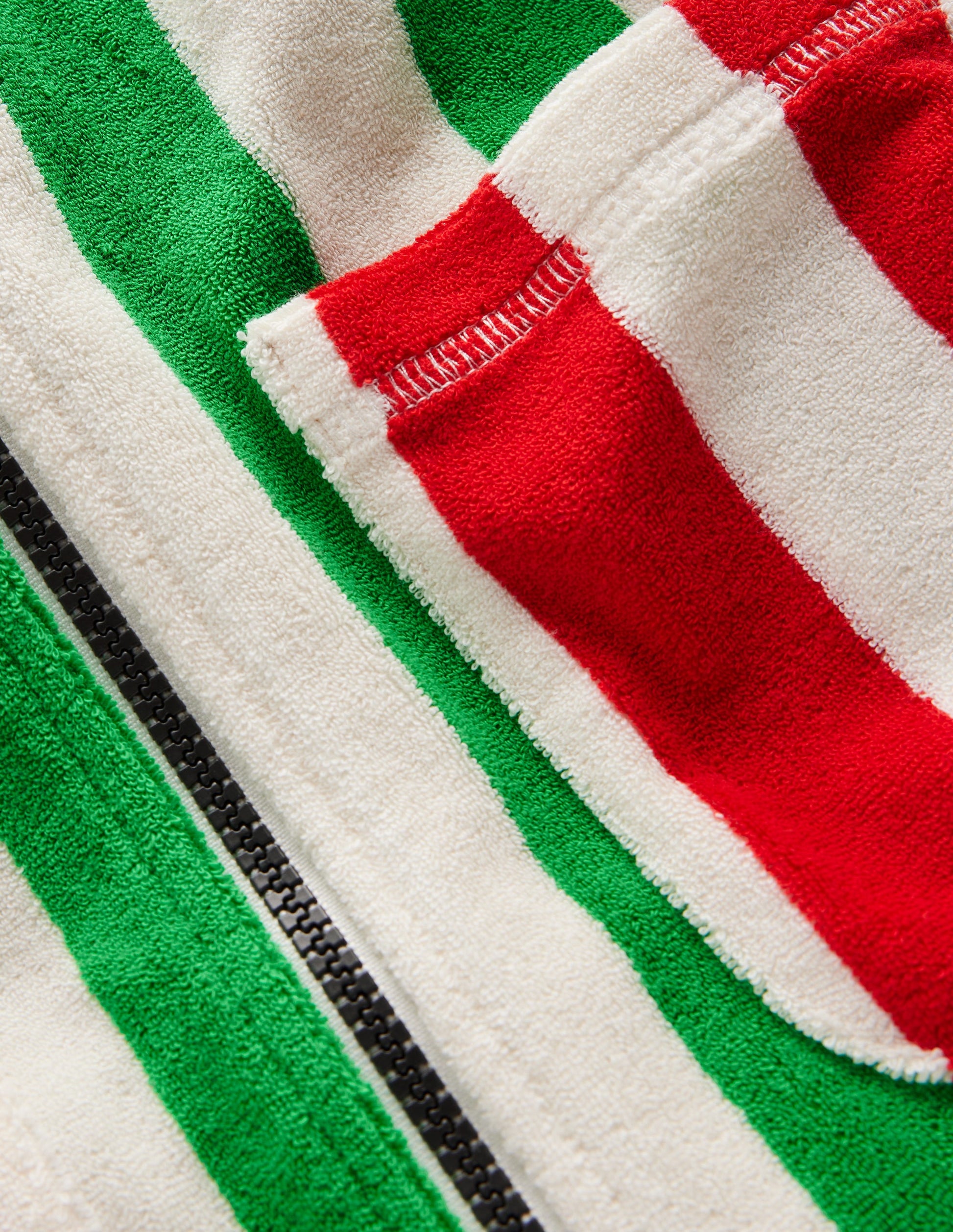 Frottee-Badeponcho mit Reißverschluss-Highland-Grün Blockfarben-3