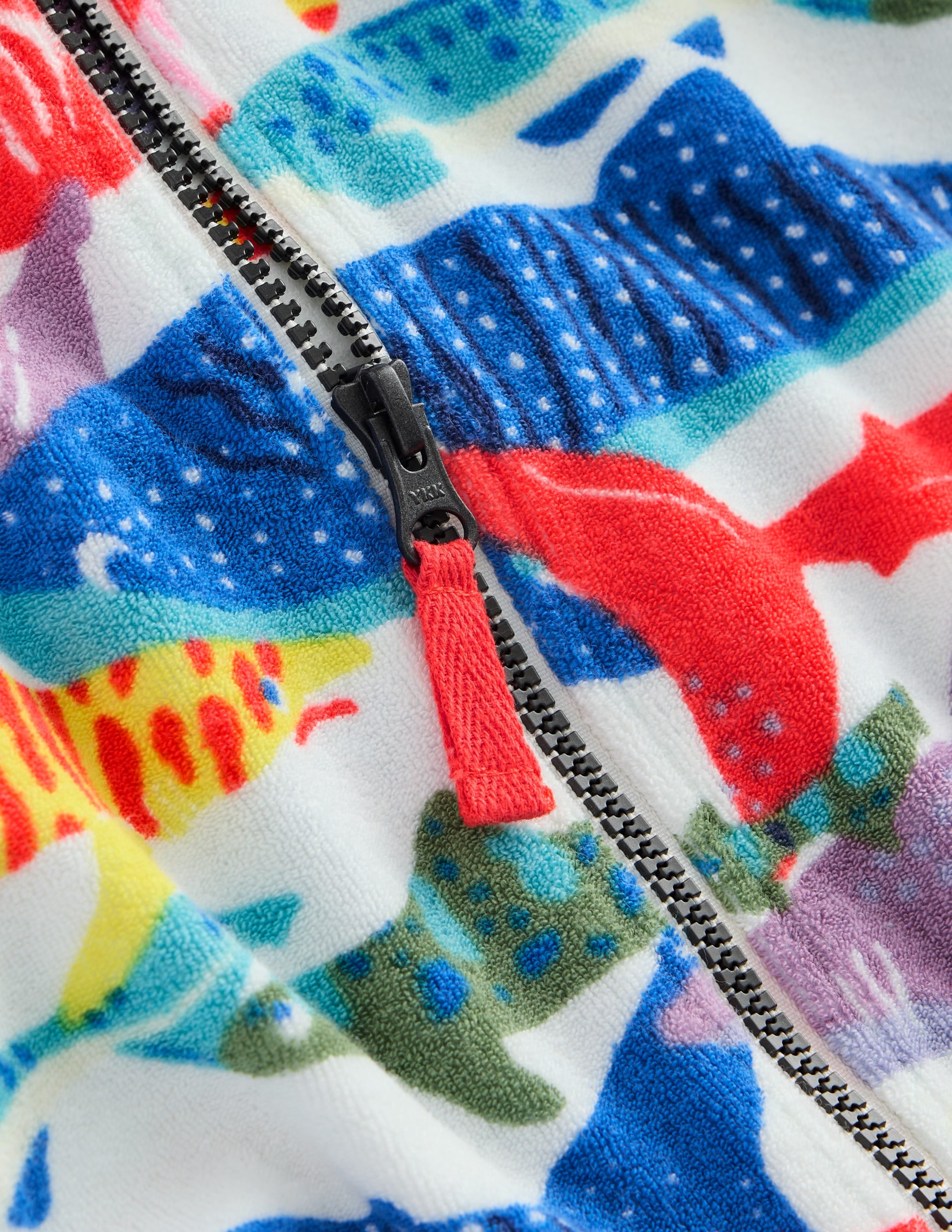 Frottee-Badeponcho mit Reißverschluss-Naturweiß Risodruck Hai - Image 3