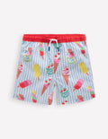 Short de bain-Rayé glace bleu vintage