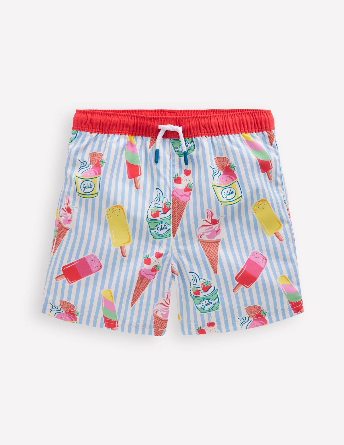 Short de bain-Rayé glace bleu vintage-1