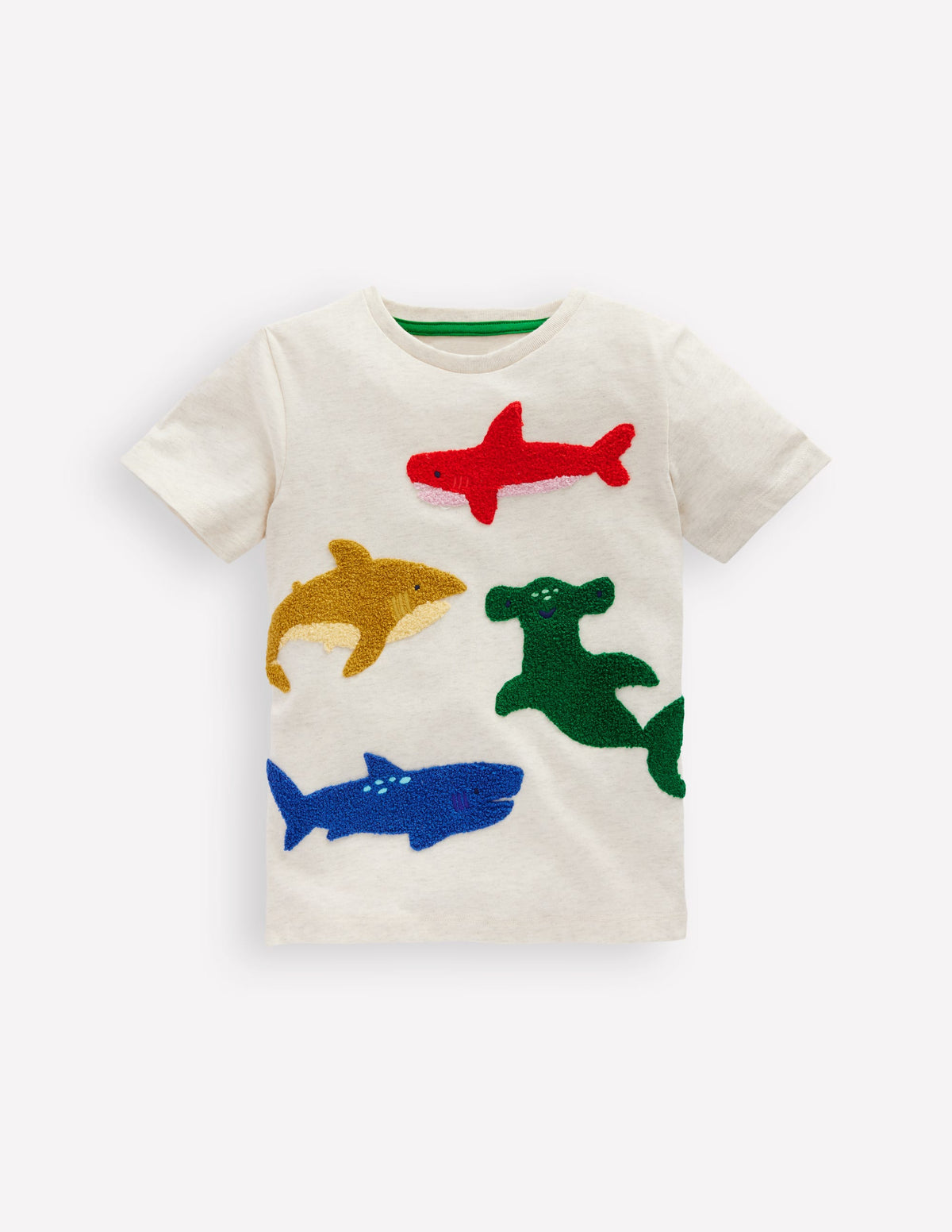 T-shirt manches courtes en bouclé-Requins ivoire - Image 1