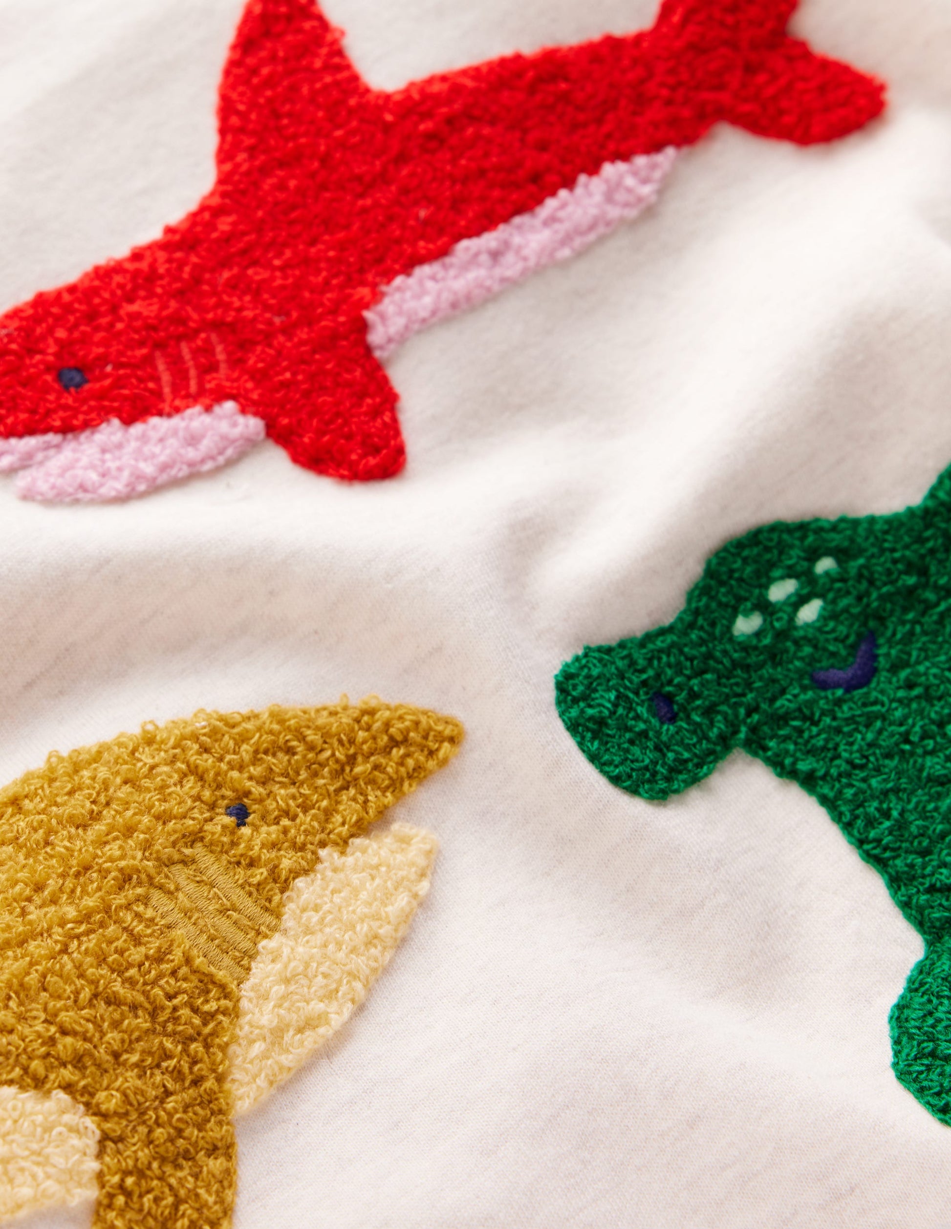 T-shirt manches courtes en bouclé-Requins ivoire-3