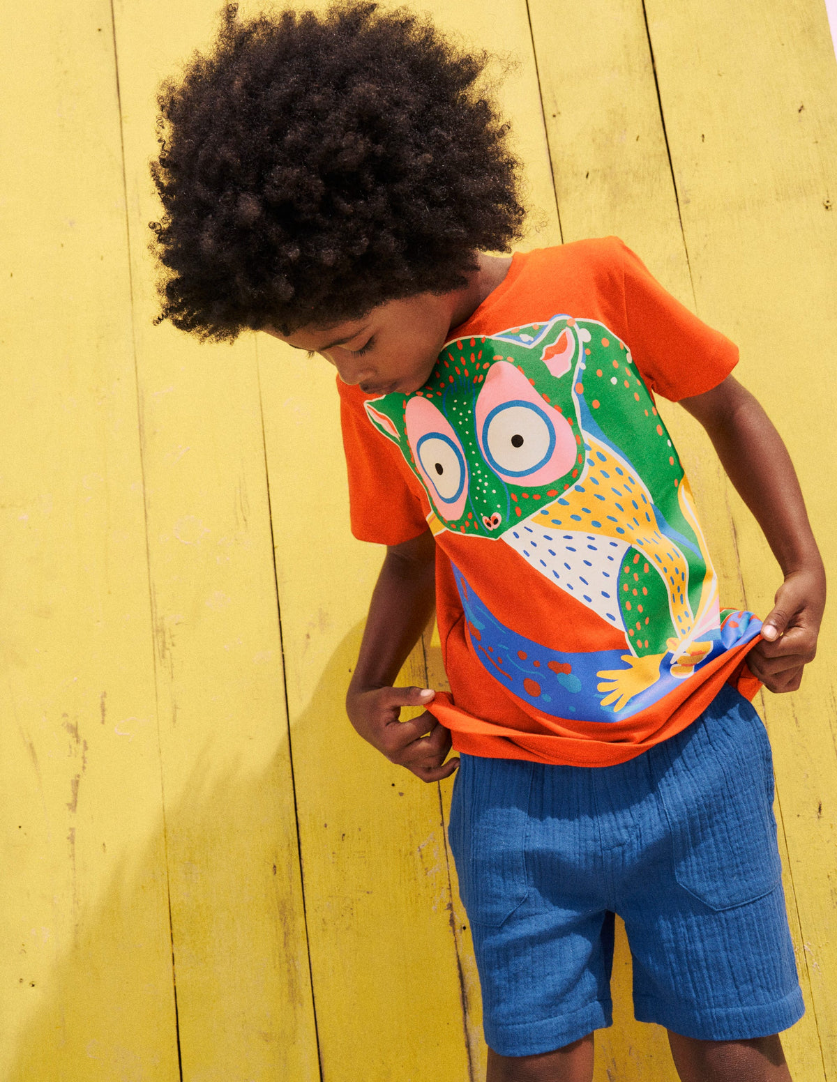 Im Dunkeln leuchtendes T-Shirt-Tonorange Dschungelbaby-4