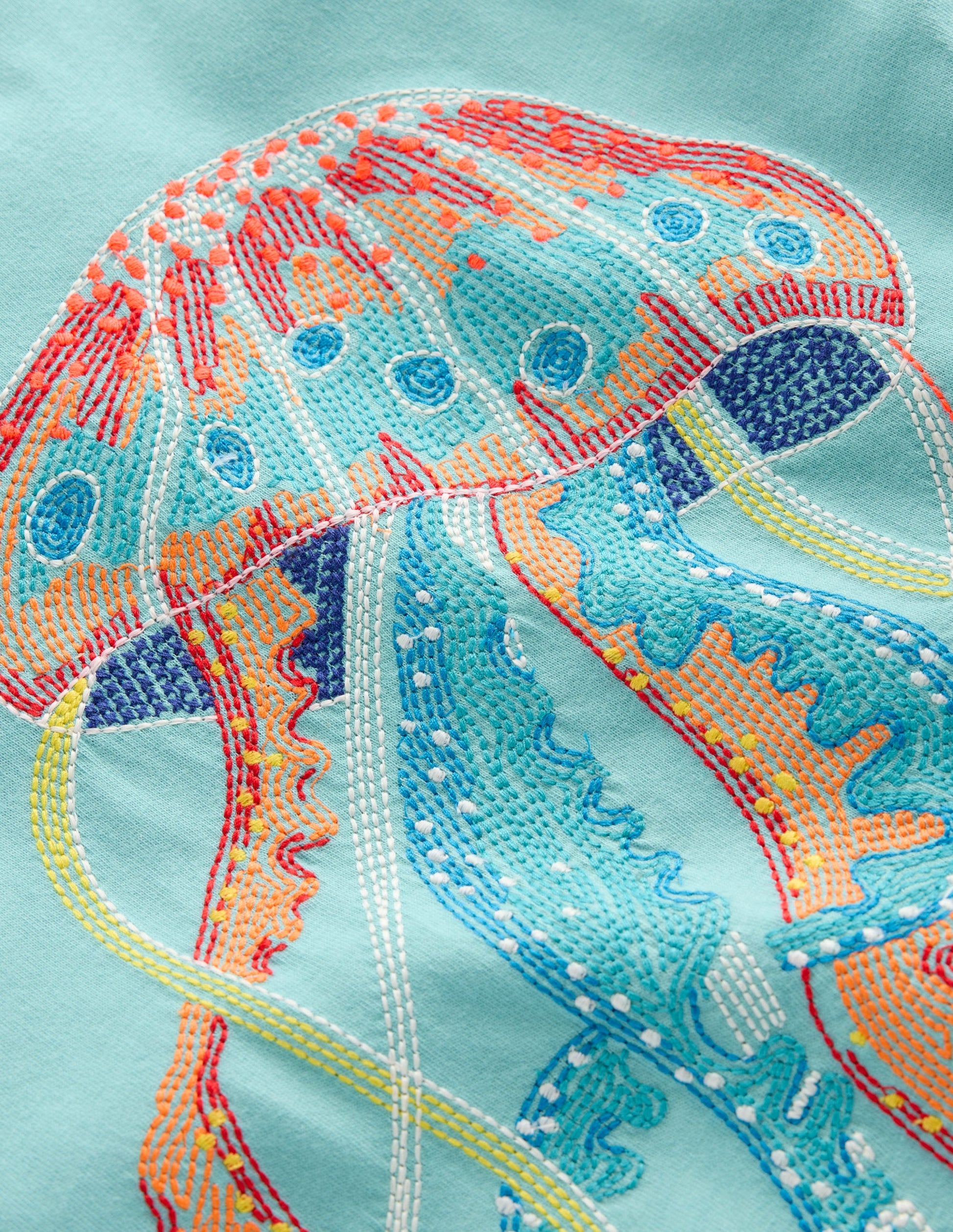 Im Dunkeln leuchtendes T-Shirt mit Superstitch-Karibikblau Qualle-3
