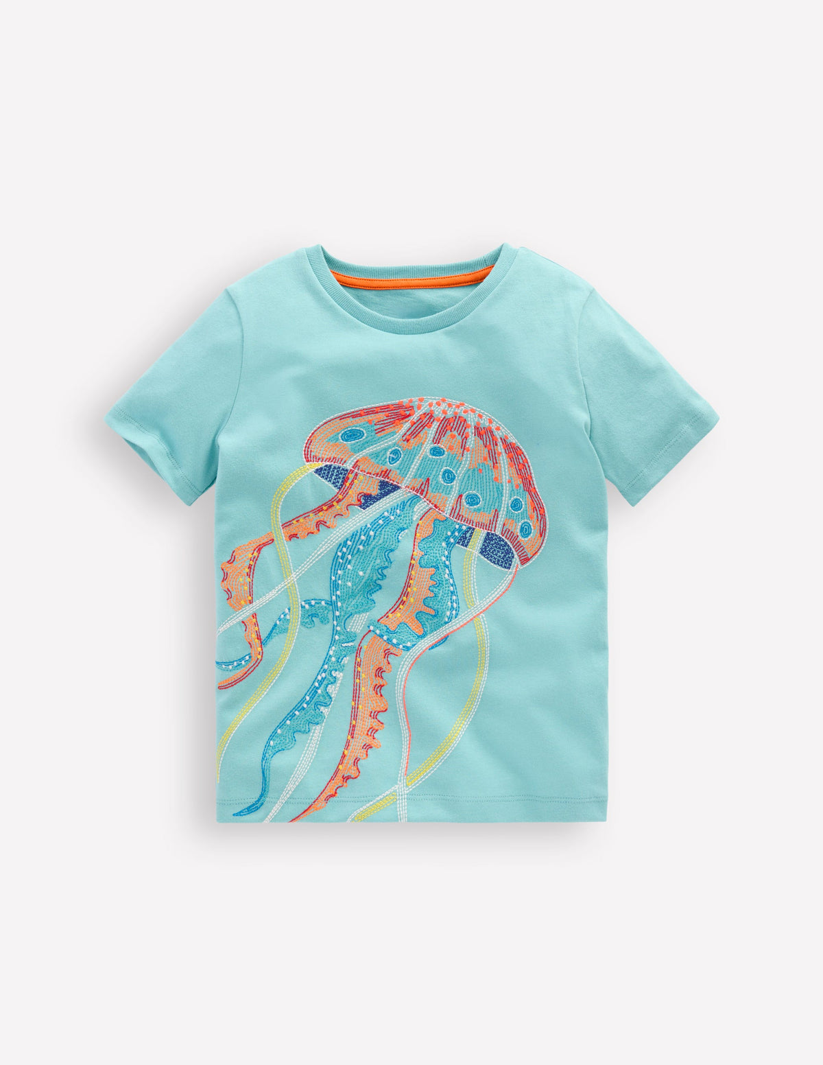Im Dunkeln leuchtendes T-Shirt mit Superstitch-Karibikblau Qualle-1