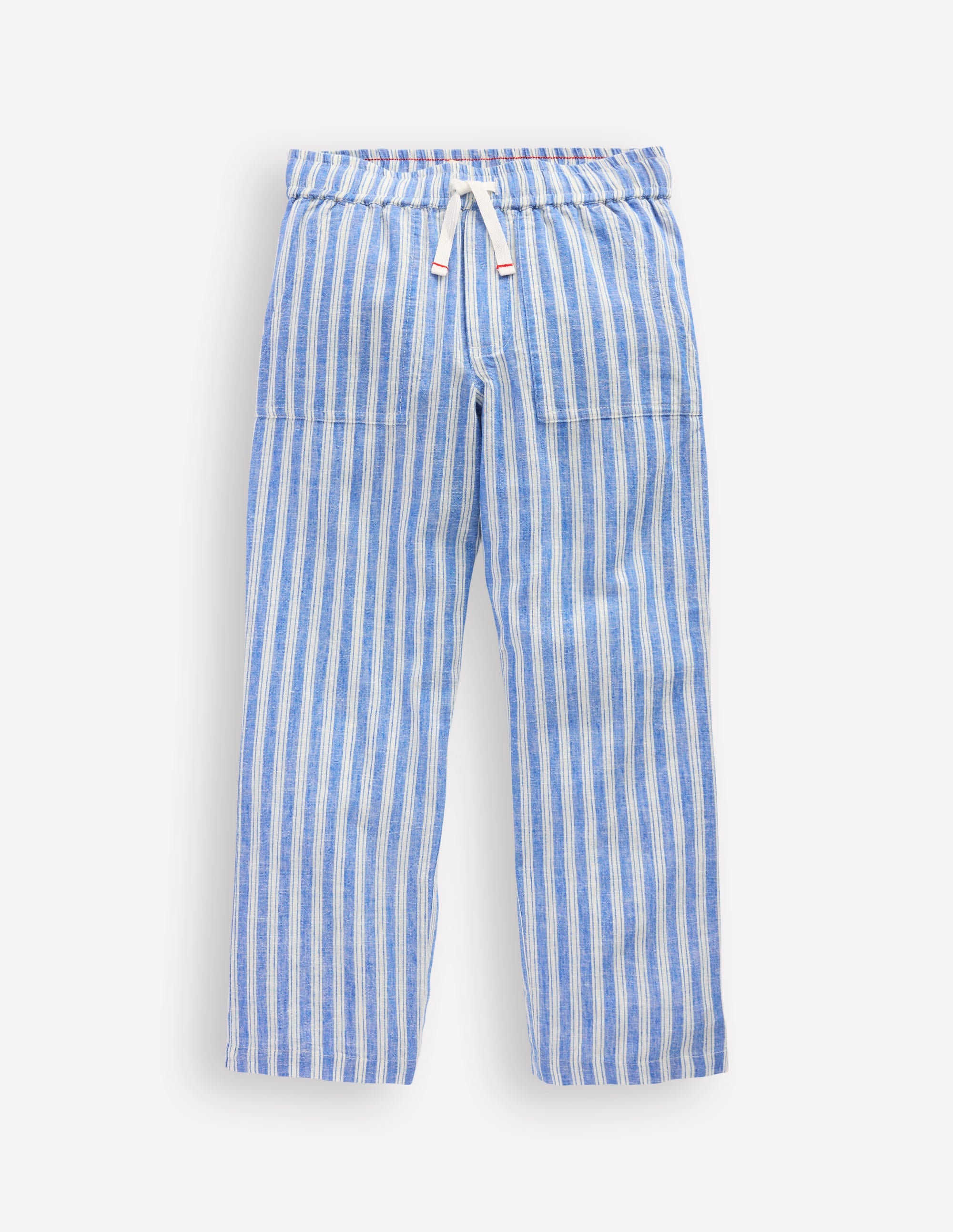 Baumwoll-Leinen-Hose zum Hineinschlüpfen-Blau, Feine Streifen - Image 1