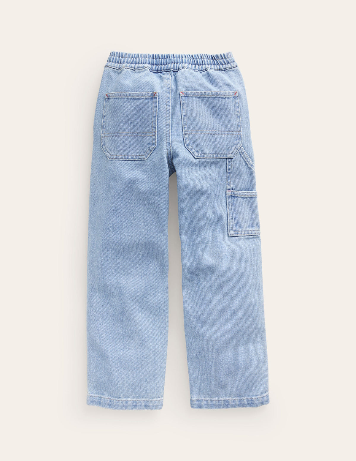 Pantalon style charpentier à enfiler-Bleu Clair Délavé-2