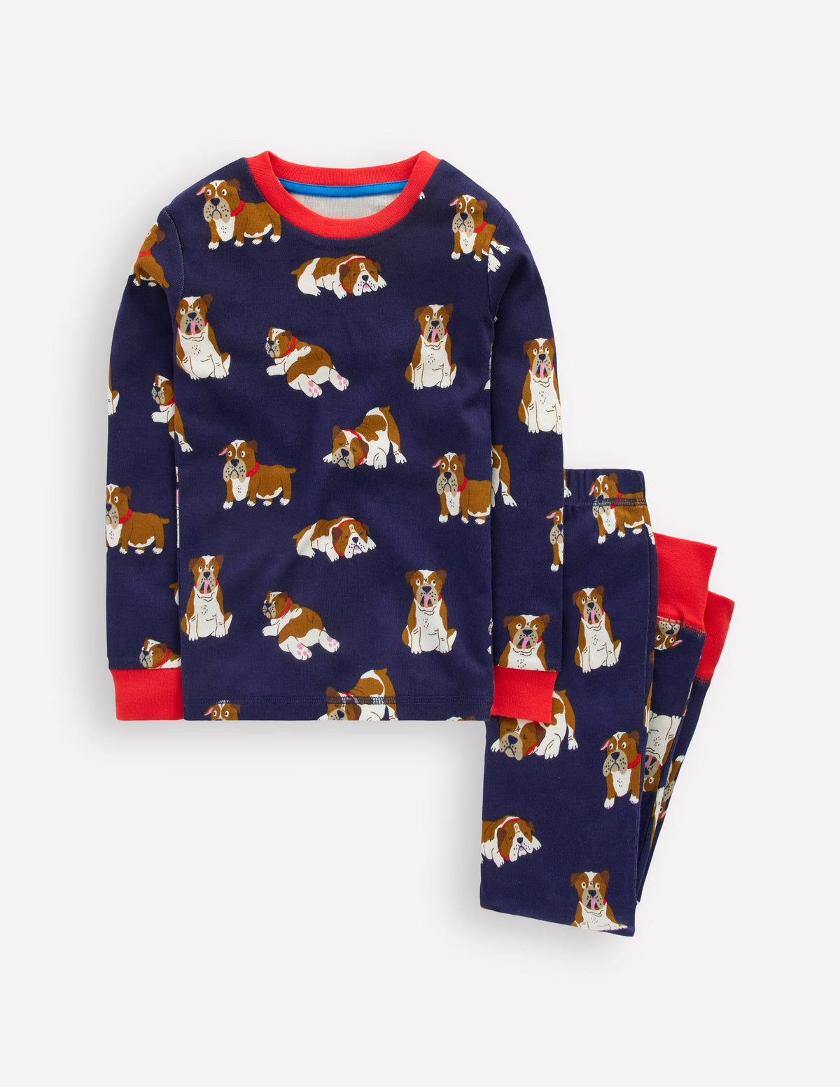 Eng anliegender, langer Schlafanzug-Mittelalterliches Blau Bulldoggen - Image 1