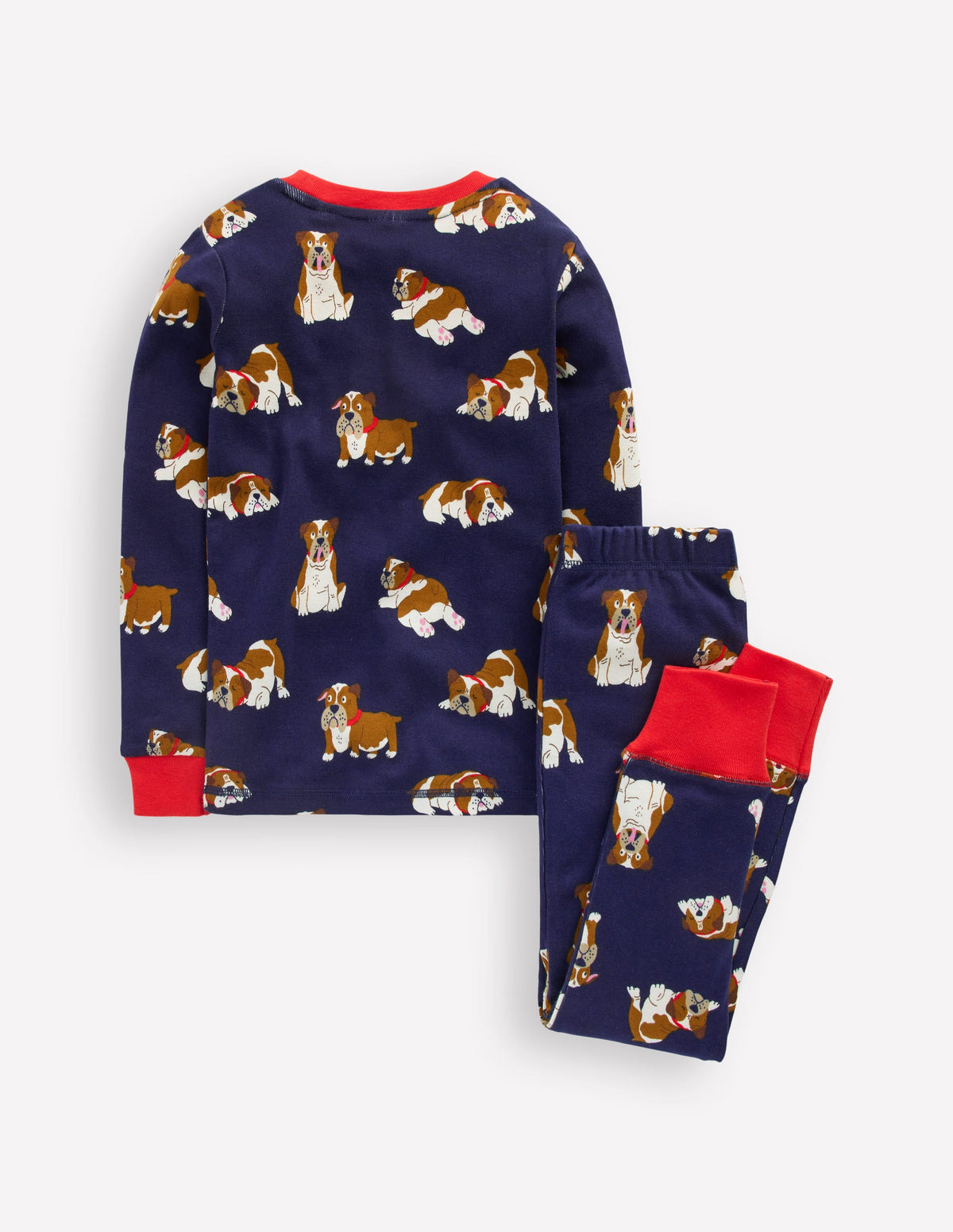 Eng anliegender, langer Schlafanzug-Mittelalterliches Blau Bulldoggen-2